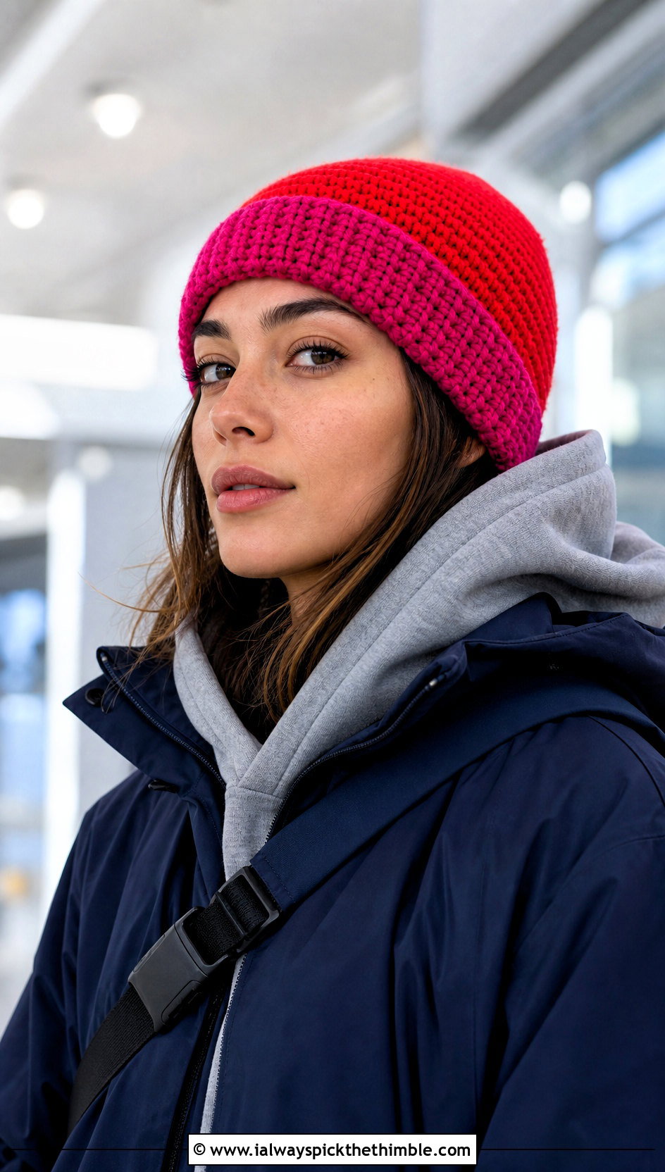Color Block Single Crochet Beanie With Hoodie And Track Pants - 25 single crochet beanie outfit ideas