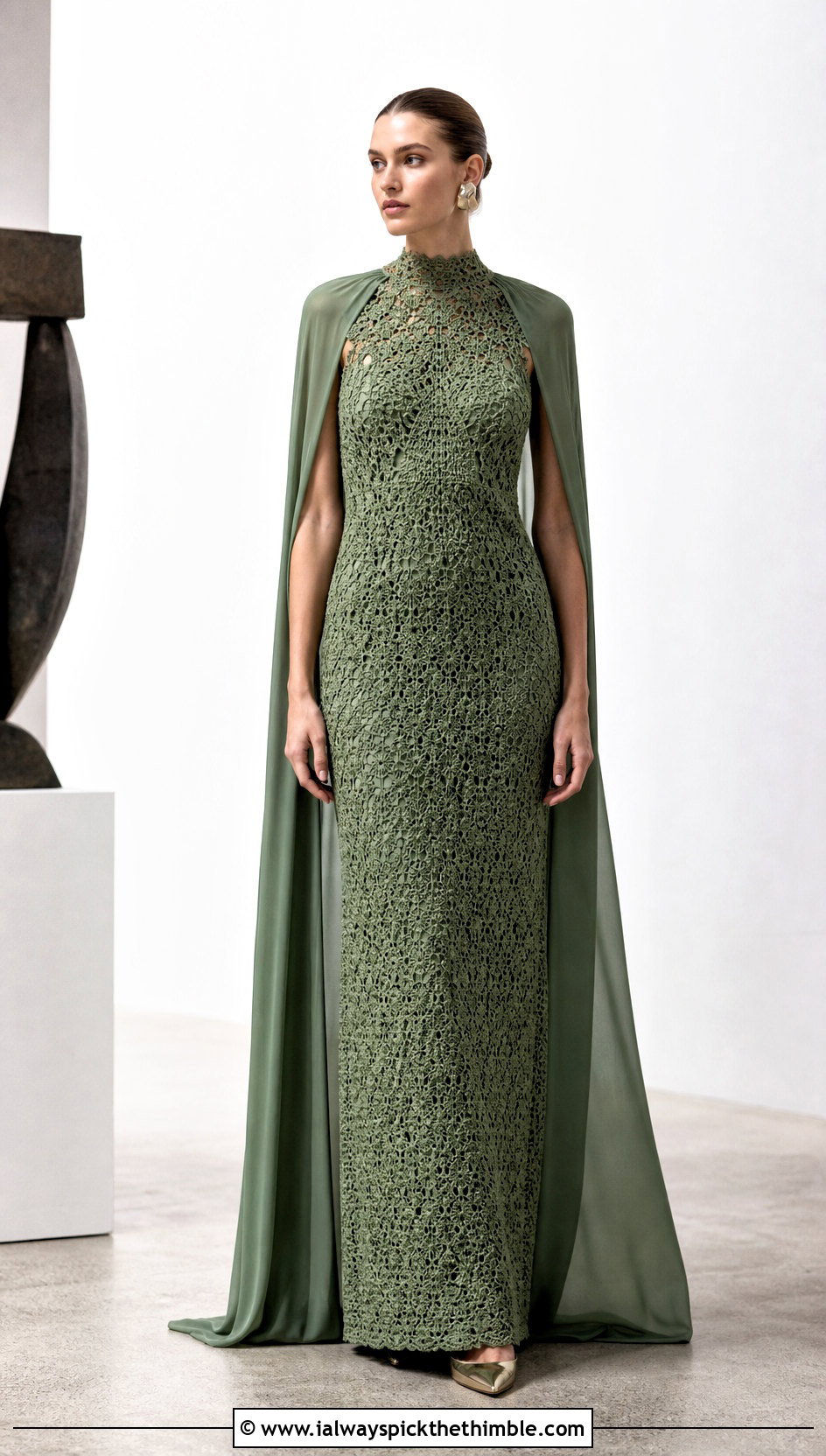 Column Crochet Wedding Gown With Long Cape - 20 crochet wedding dress gowns outfit ideas