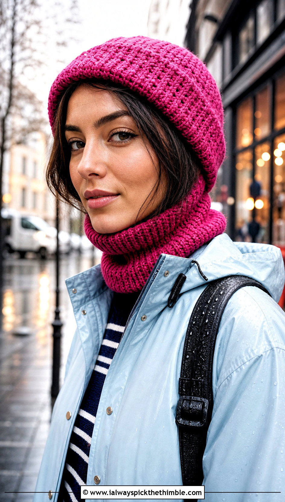 Convertible Crochet Balaclava Beanie With Raincoat - 20 crochet balaclava beanie outfit ideas
