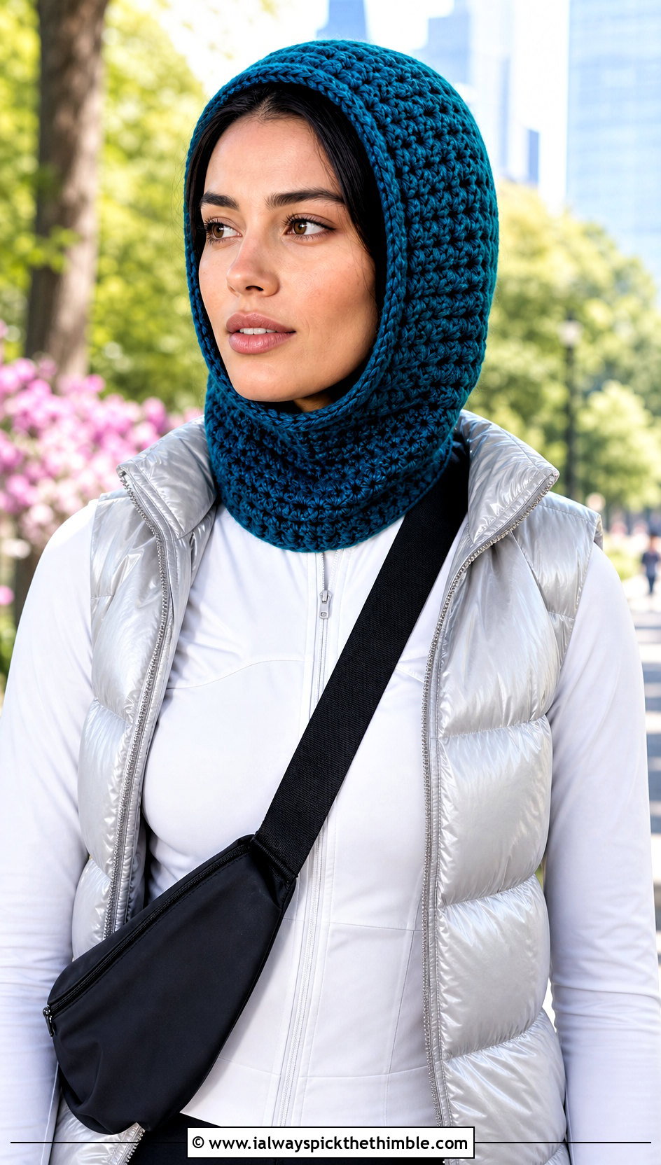 Convertible Crochet Balaclava Hood With Athleisure Set - 25 crochet baclava hat outfit ideas