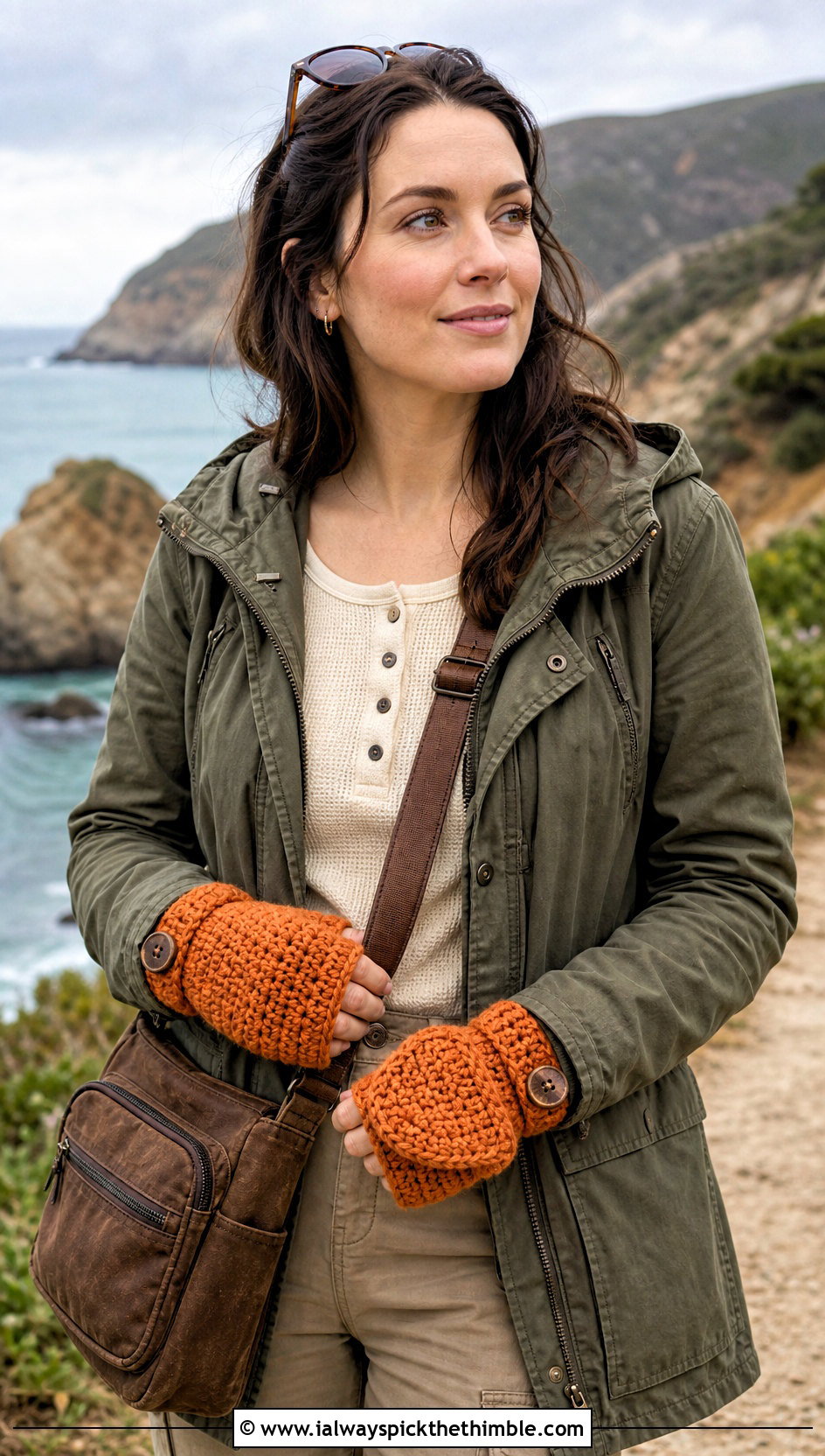 Convertible Crochet Fingerless Mitts With Parka And Cargo Pants - 20 Crochet For Fingerless Gloves outfit ideas