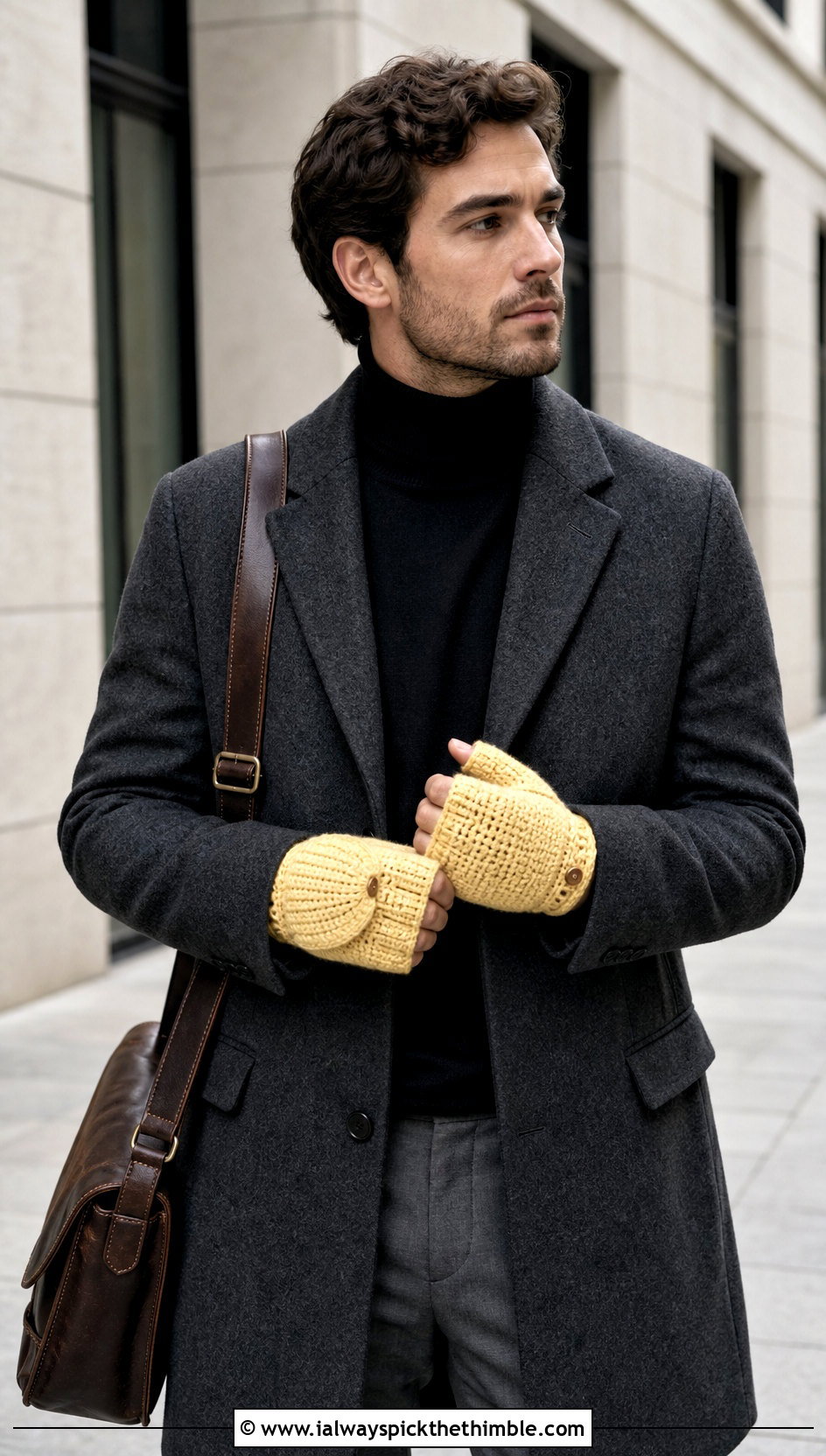 Convertible Crochet Mittens With Wool Topcoat - 20 Mens Crochet Mittens outfit ideas