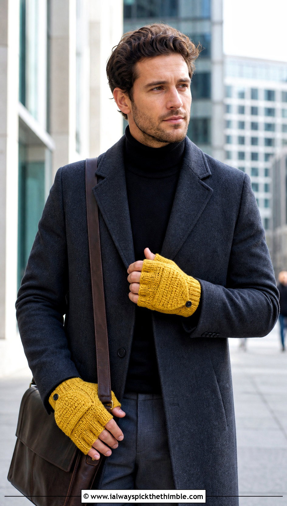 Convertible Crochet Mittens With Wool Topcoat - 20 Crochet Mens Mittens outfit ideas