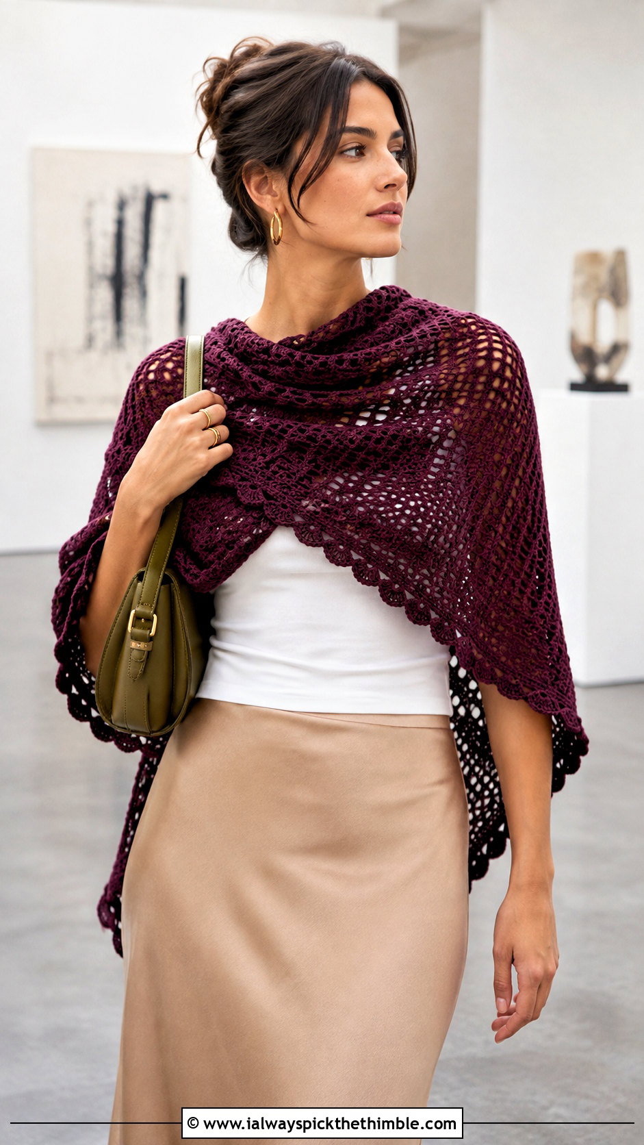 Convertible Crochet Shawl Scarf With Slip Skirt And Tee - 25 summer crochet scarf outfit ideas
