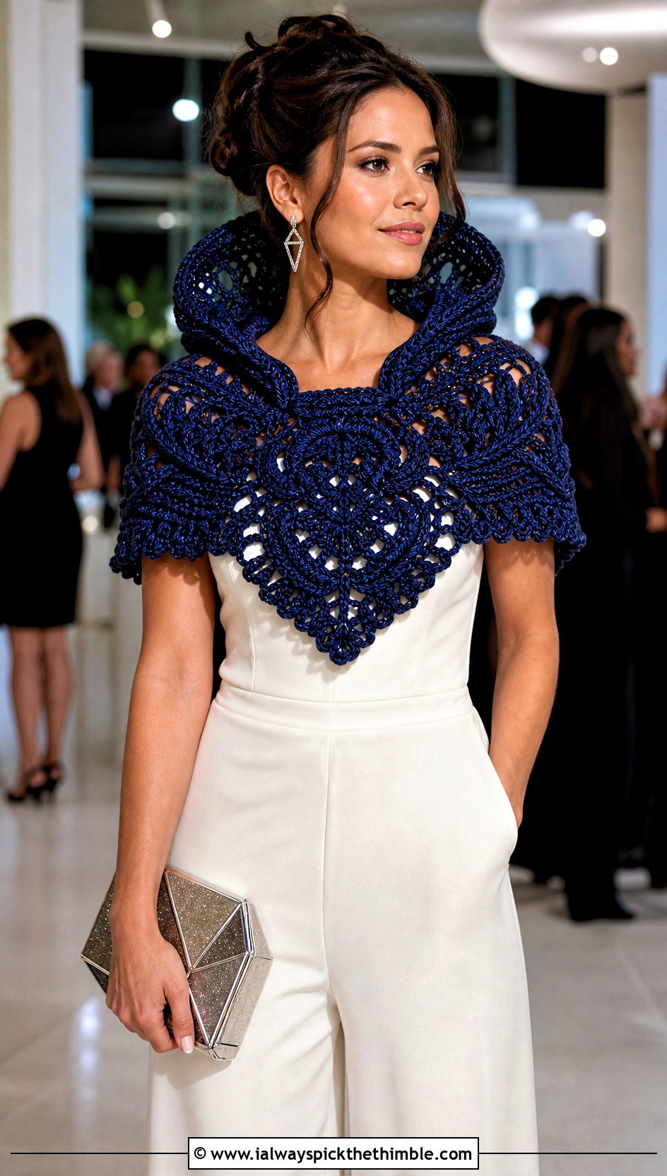 Convertible Crochet Shoulder Cowl Hood With Jumpsuit - 25 crochet hooded cowl outfit ideas
