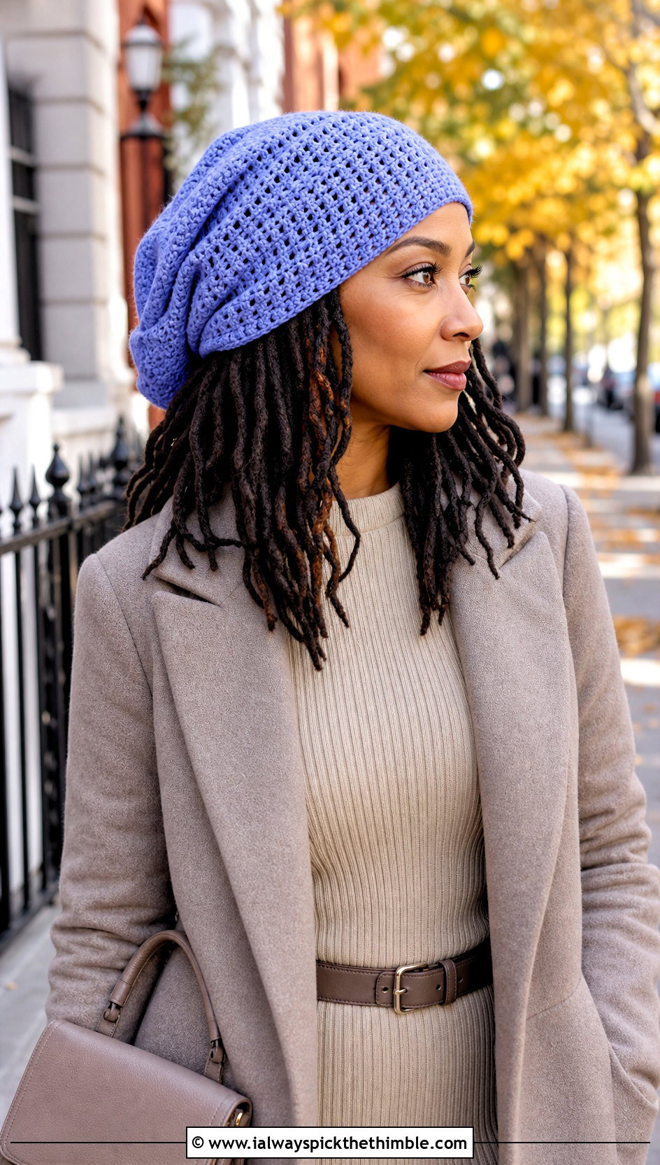 Convertible Crochet Snood Cap With Sweater Dress - 20 Crochet Dread Cap outfit ideas