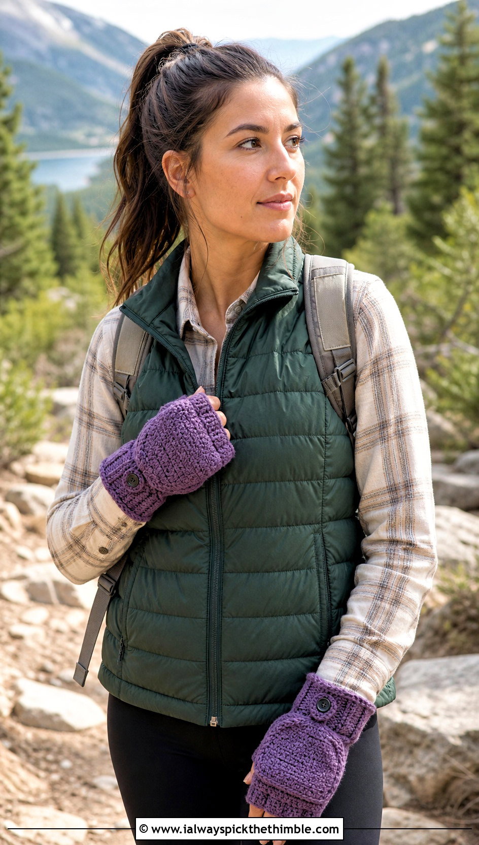 Convertible Hooded Fingerless Gloves With Quilted Vest - 20 Crochet Fingerless Gloves Bulky Yarn outfit ideas
