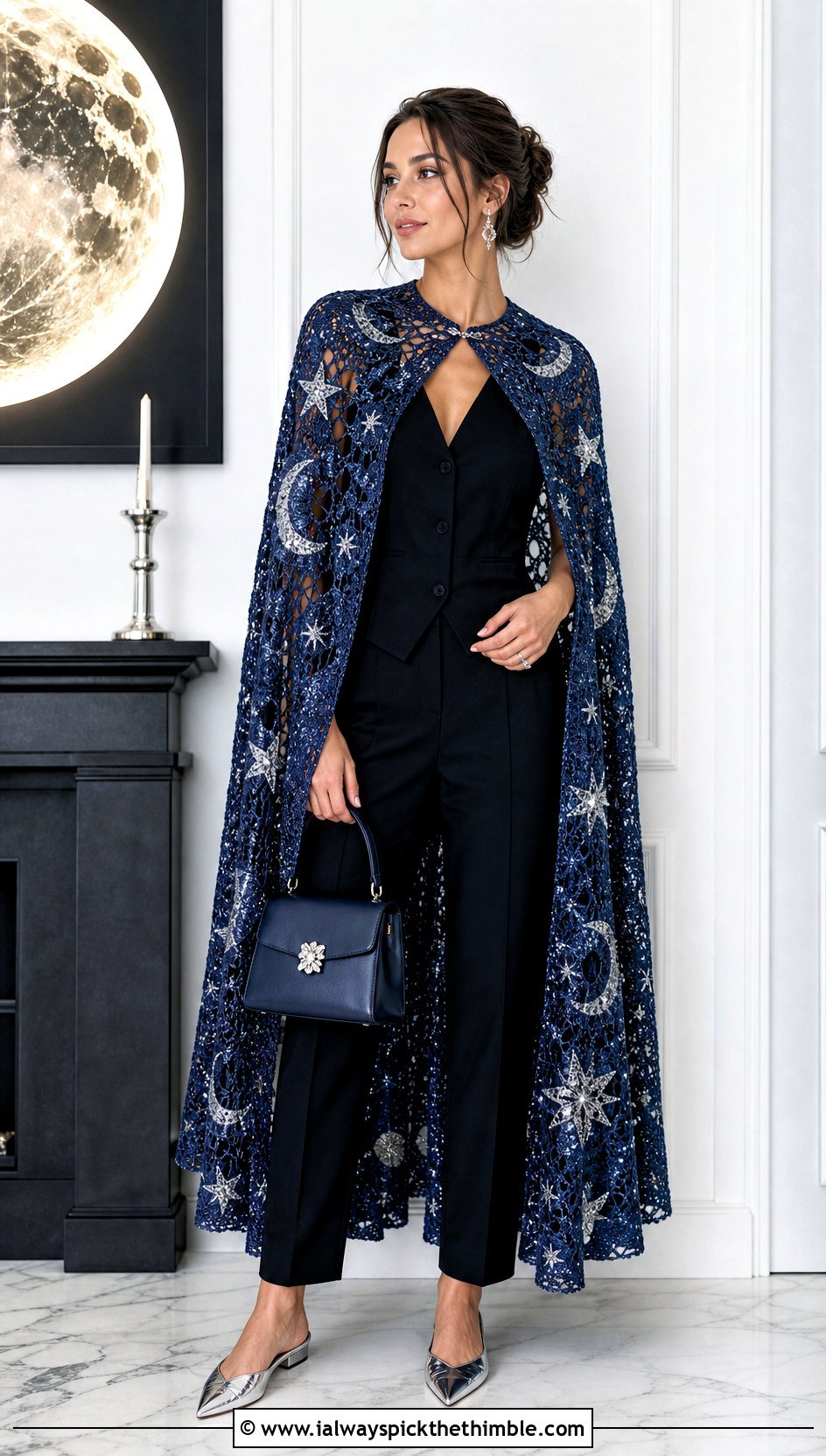 Cool Blue Crochet Celestial Cape And Trouser Suit Costume - 15 crochet halloween costumes women outfit ideas