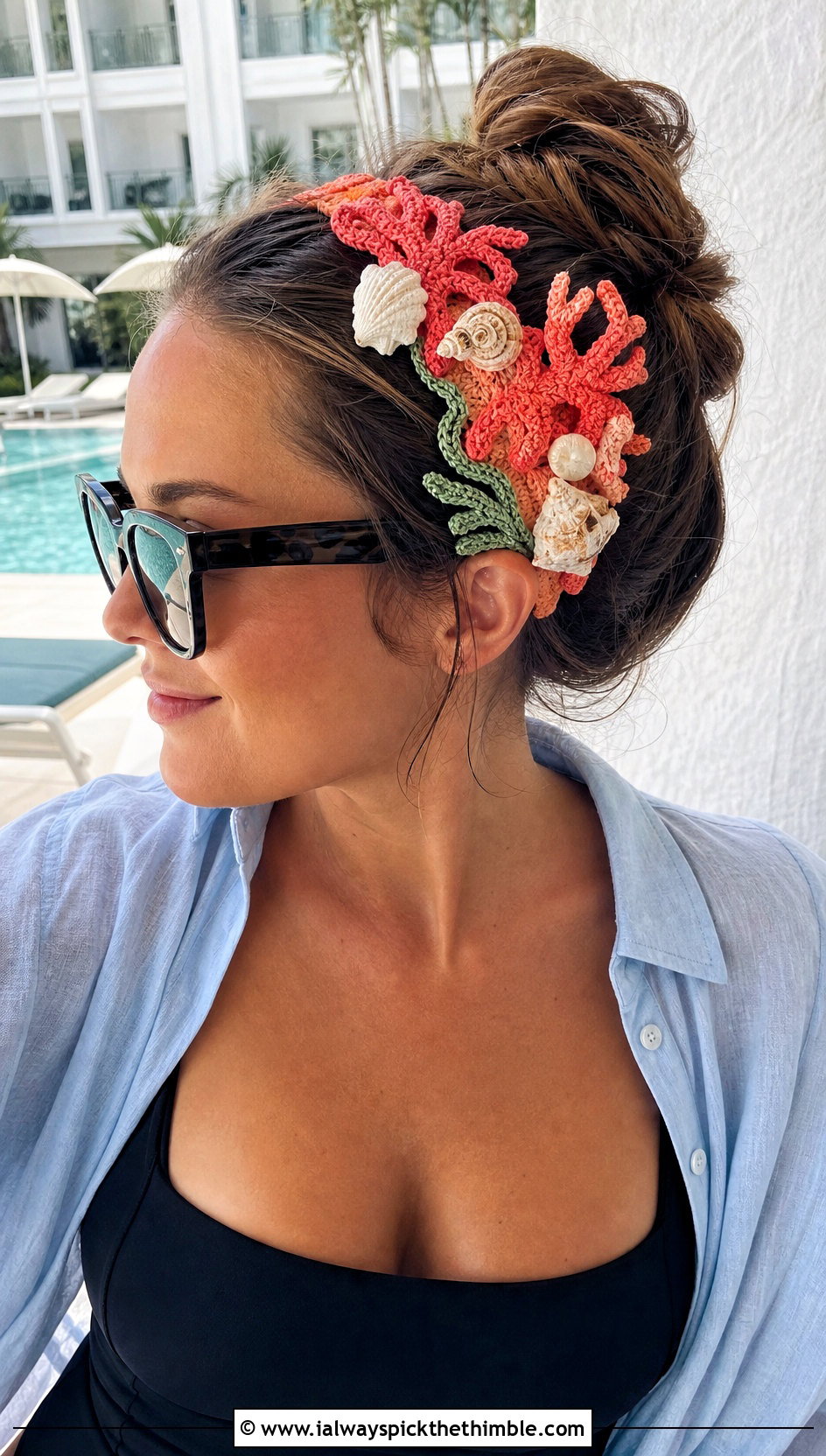 Coral Reef Crochet Mermaid Headband With Swimsuit - 20 Crochet Mermaid Headband outfit ideas