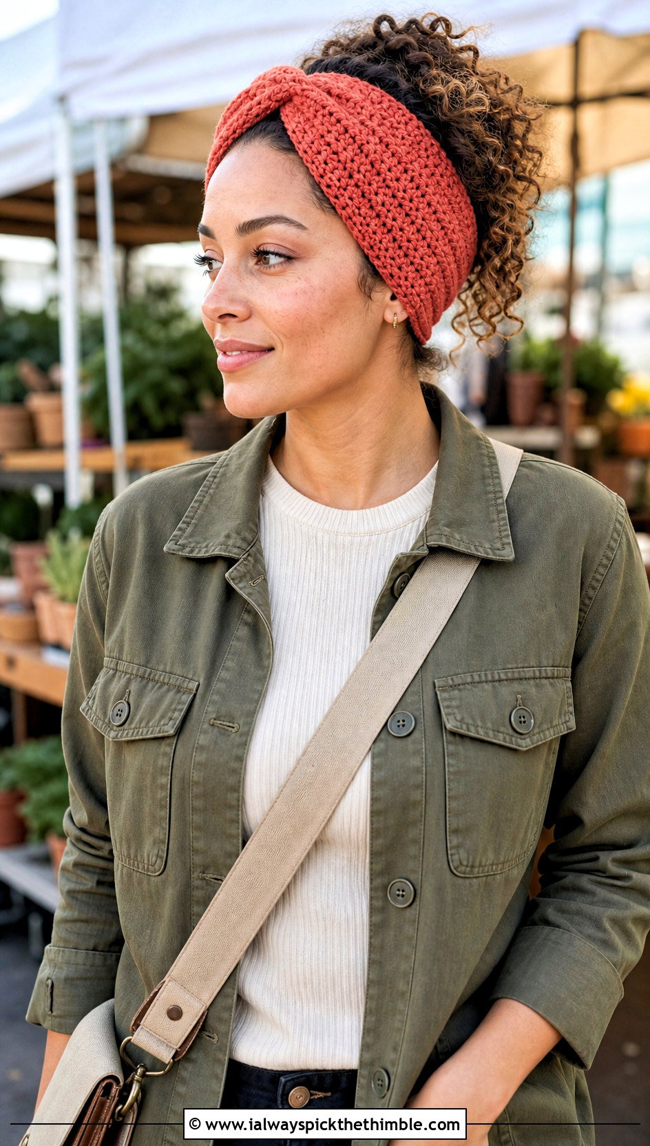 Coral Twisted Ravencraft Crochet Earwarmer With Utility Shacket - 15 ravencraft crochet earwarmer outfit ideas
