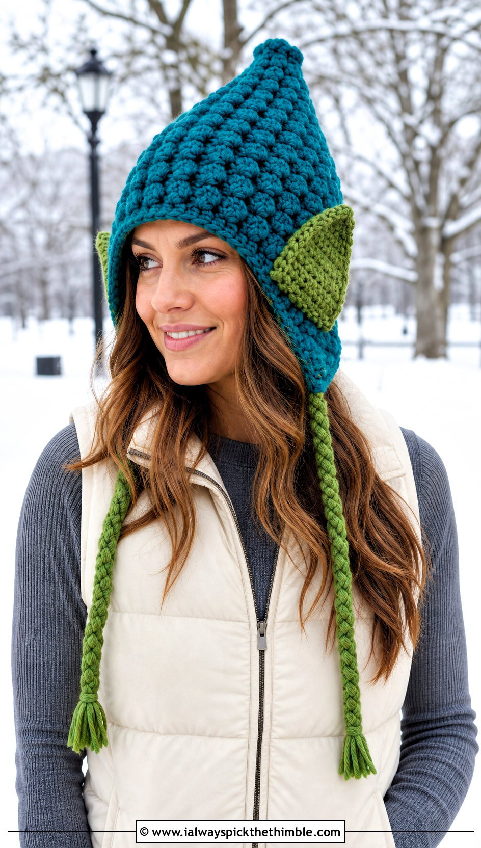 Corn Husk Crochet Earflap Hat With Puffer Vest - 15 Crochet Corn Hat outfit ideas