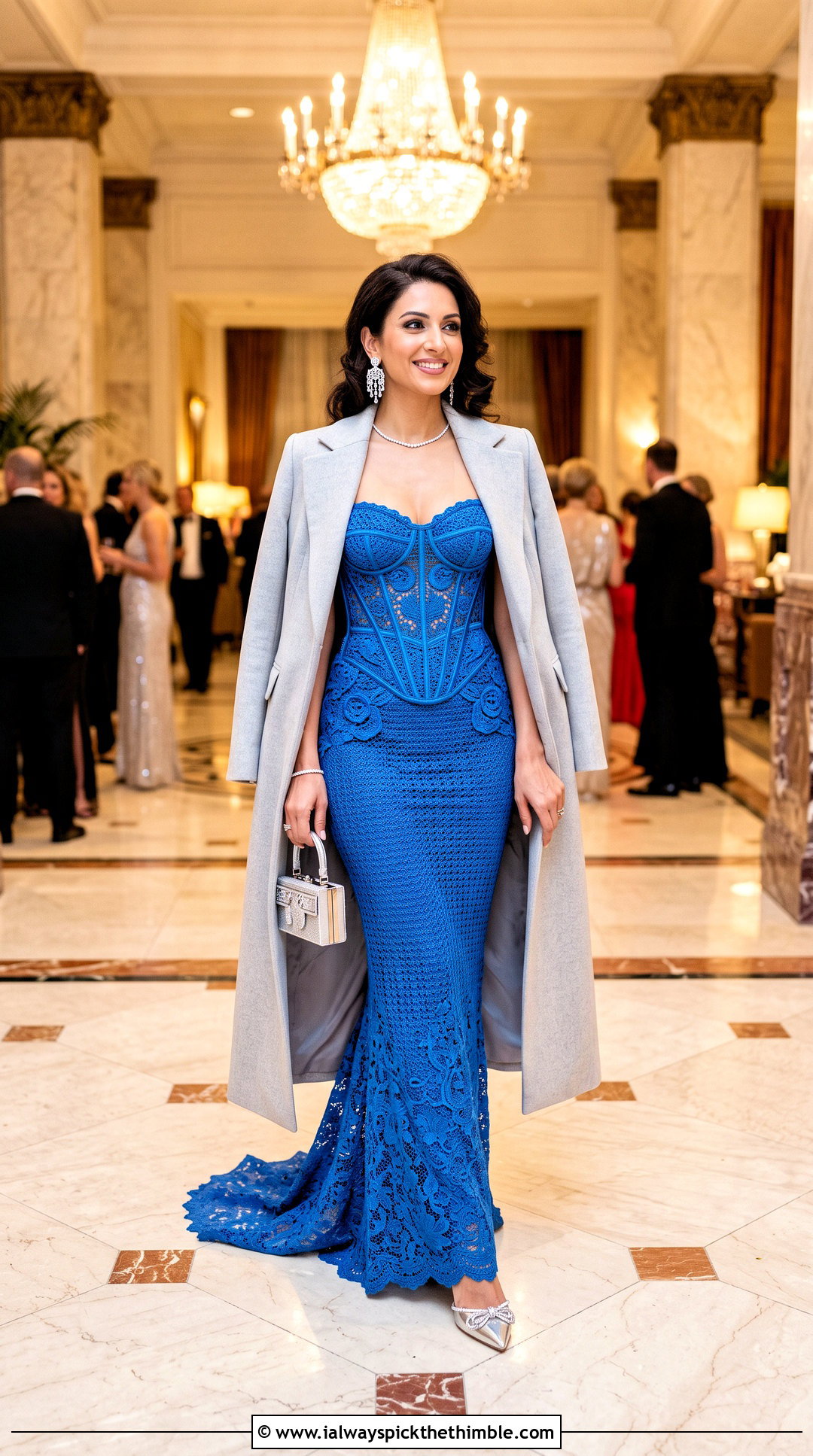 Corset Bodice Crochet Gown With Long Coat - 25 crochet gown for ladies outfit ideas
