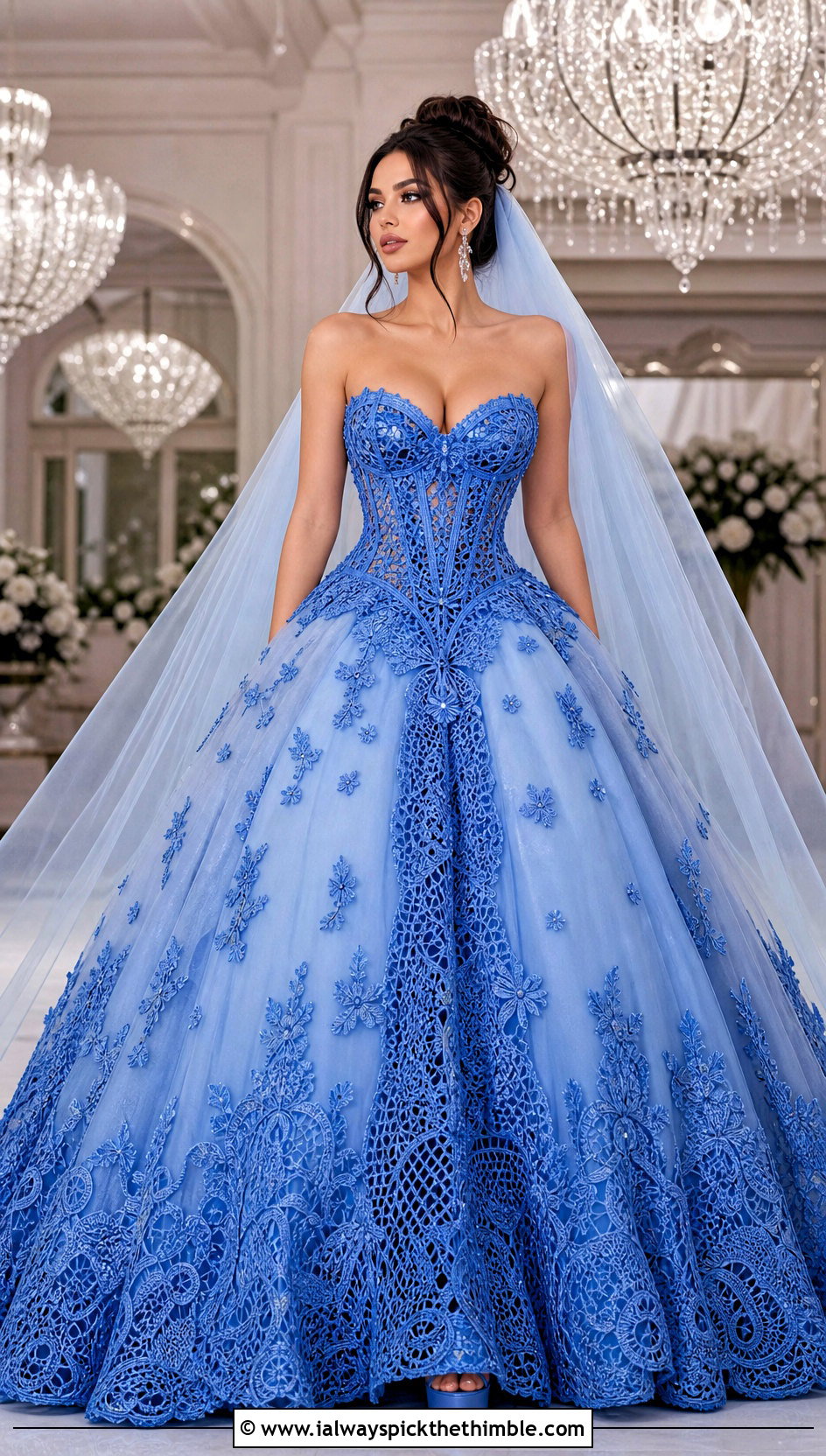 Corset Bodice Crochet Lace Ball Gown - 20 crochet lace wedding dress outfit ideas