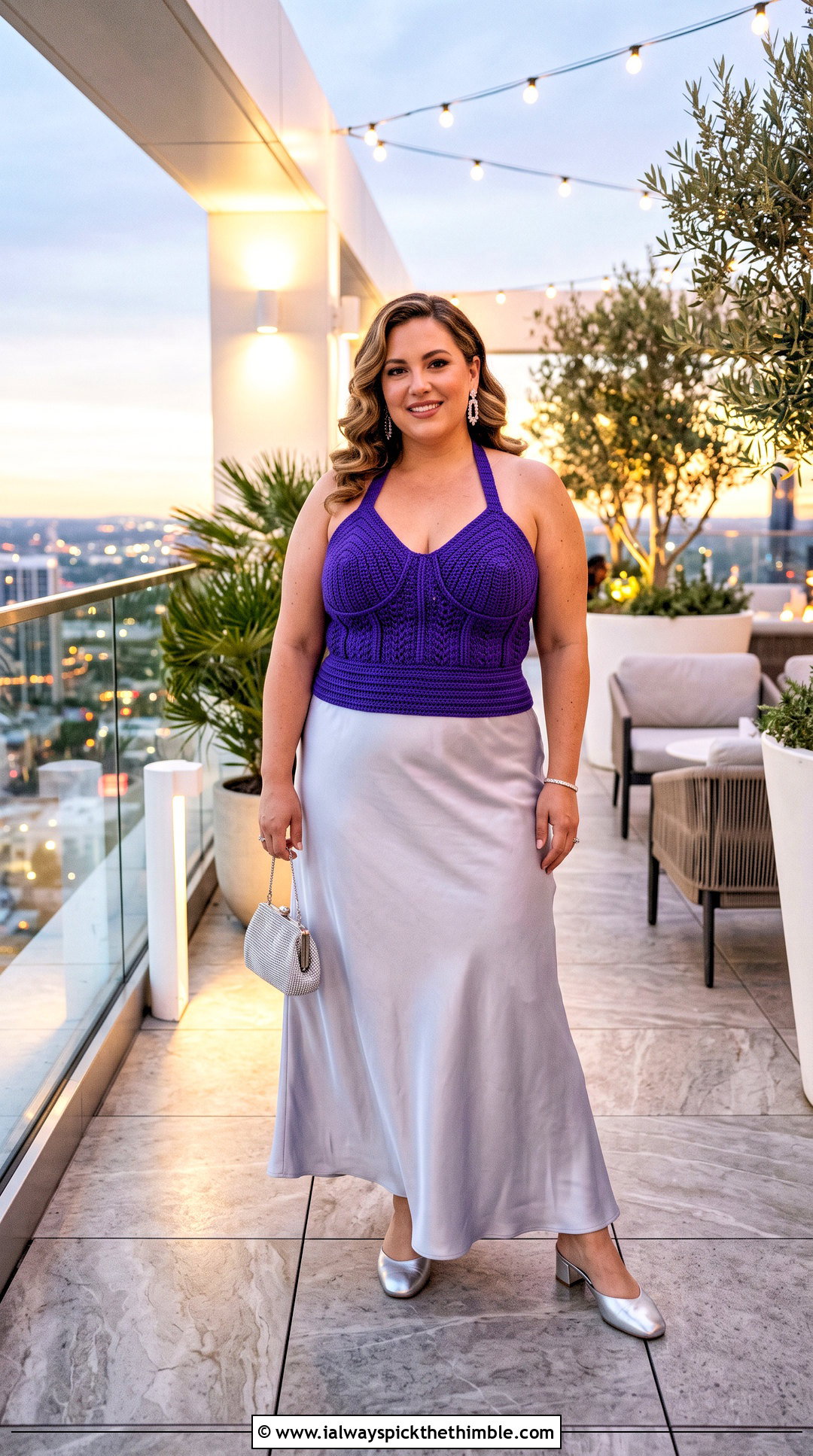 Corset Crochet Halter Top With Satin Maxi Skirt - 20 plus size crochet halter top outfit ideas