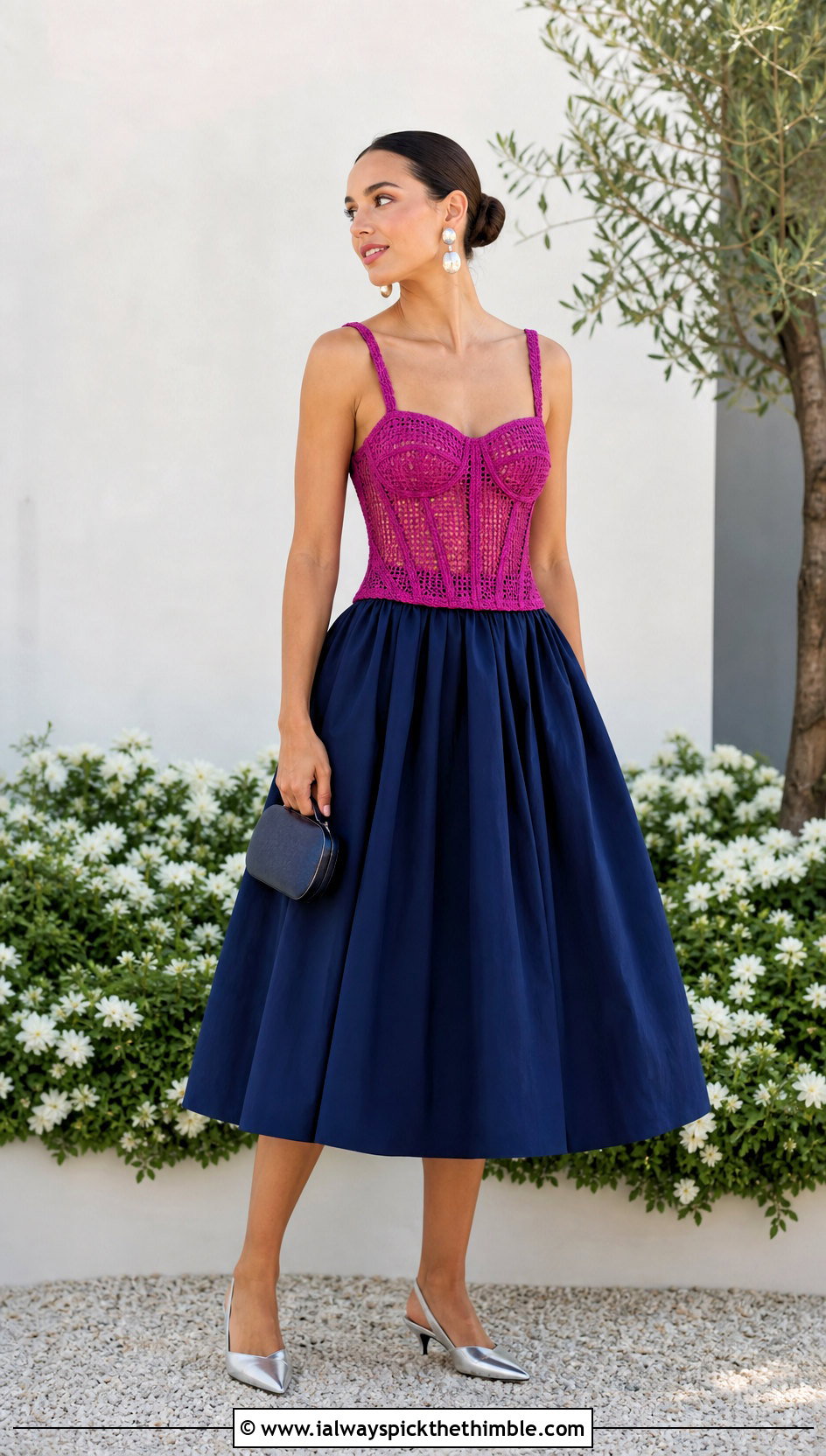 Corset Crochet Peekaboo Top With Full Midi Skirt - 15 crochet peekaboo top outfit ideas