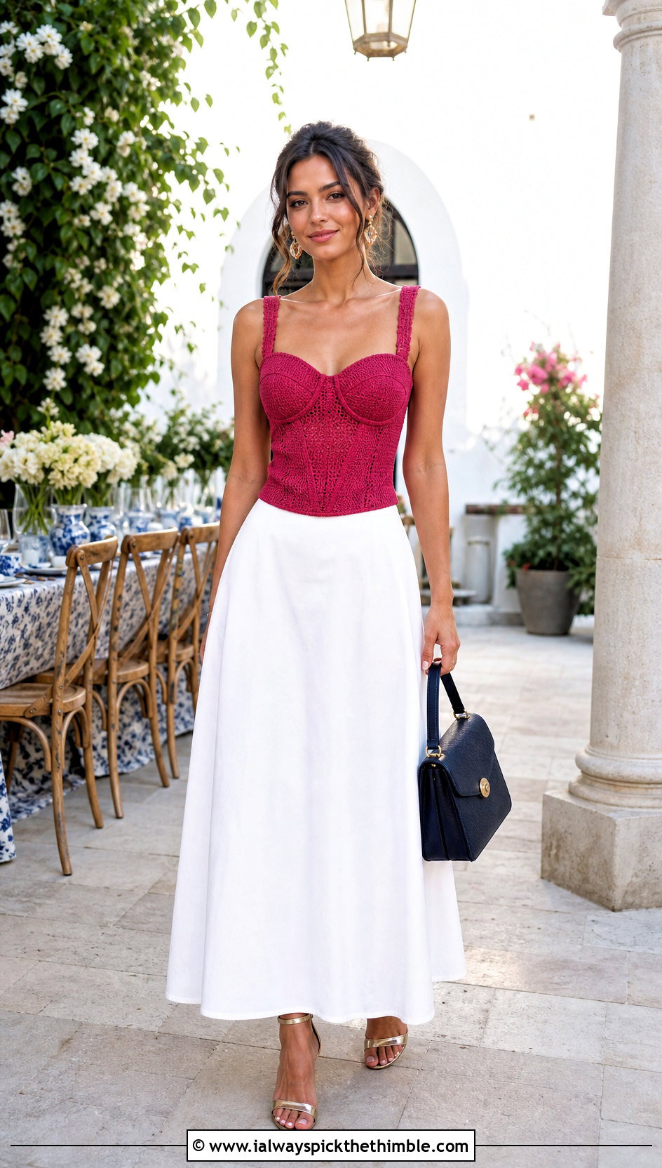 Corset Crochet Towel Top With Maxi Skirt - 25 crochet towel tops outfit ideas