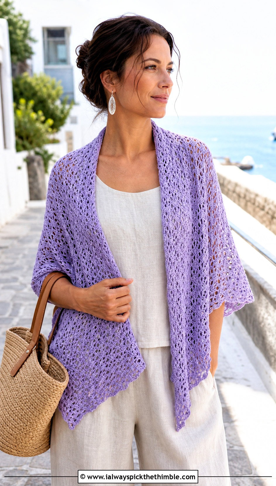 Cotton Crochet Shawl With Linen Set - 25 quick crochet shawl outfit ideas
