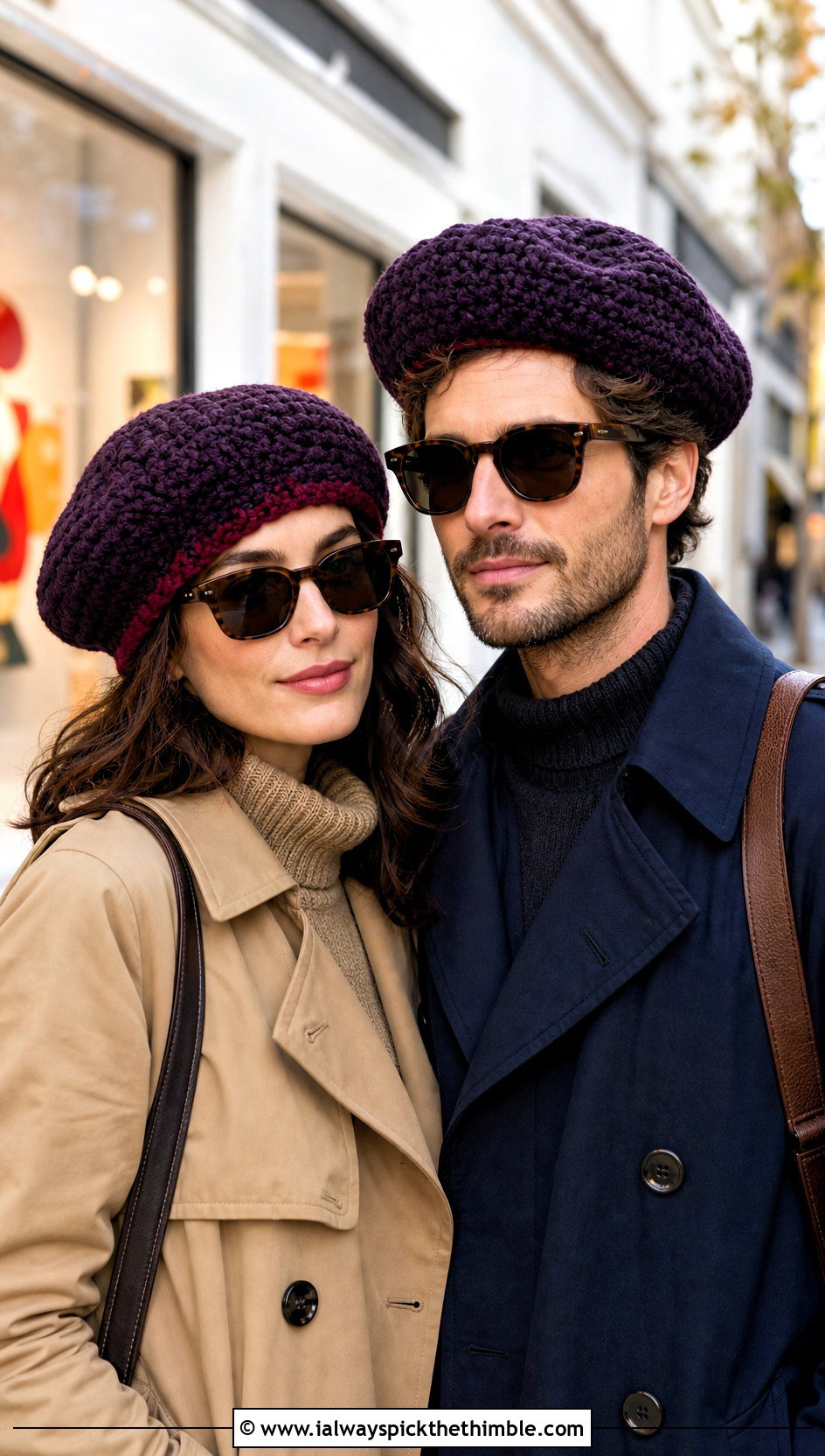 Couples Crochet Berets With Trench Coats - 15 Couples Crochet Hats outfit ideas