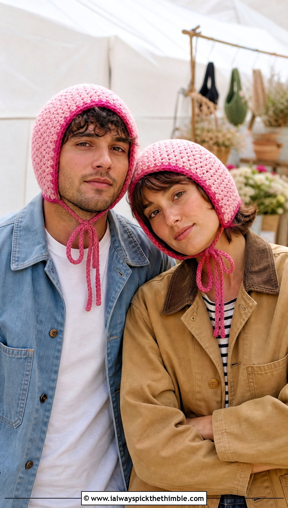 Couples Crochet Bonnet Hats With Chore Jackets - 15 Couples Crochet Hats outfit ideas