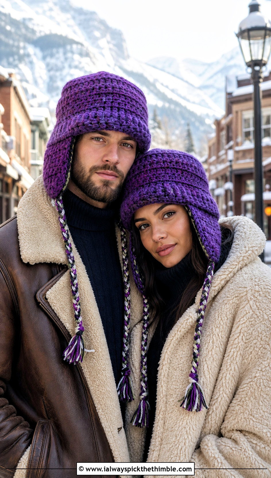 Couples Crochet Trapper Hats With Shearling Jackets - 15 Couples Crochet Hats outfit ideas