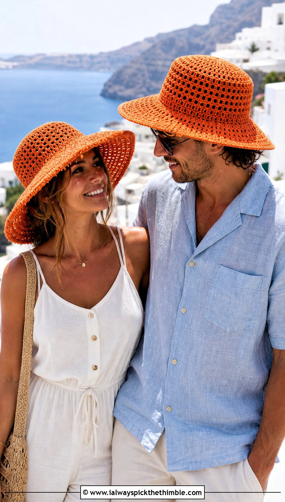Couples Wide Brim Crochet Sun Hats With Linen Outfits - 15 Couples Crochet Hats outfit ideas