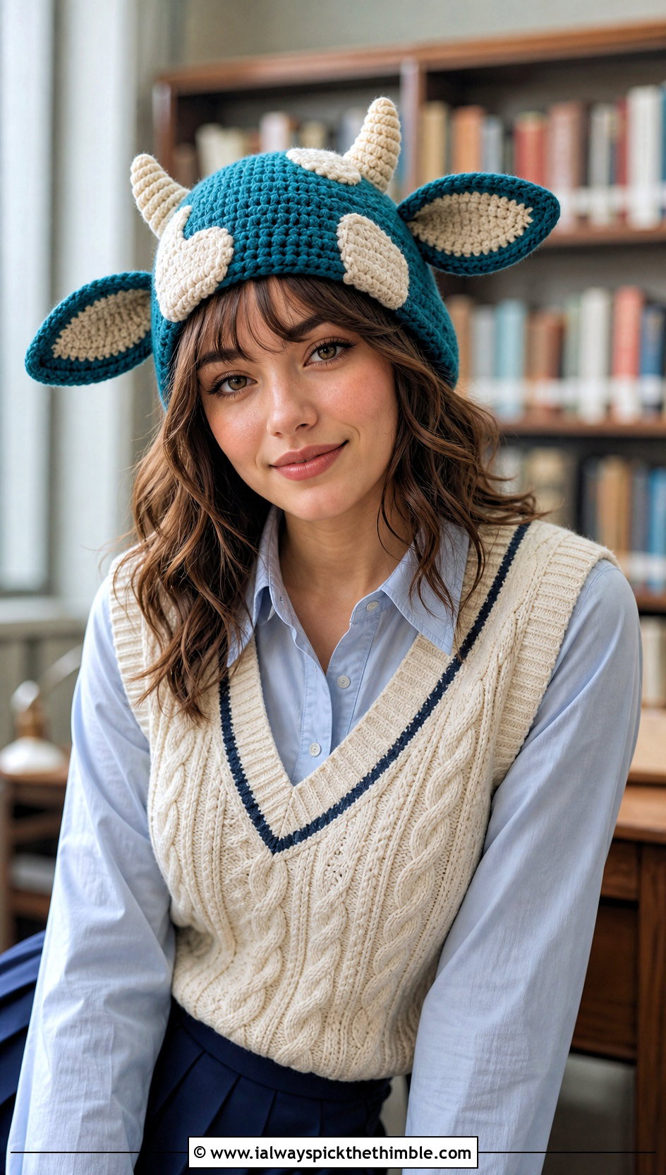 Cow Ear Crochet Hat With A Preppy Outfit - 20 crochet funny hats outfit ideas