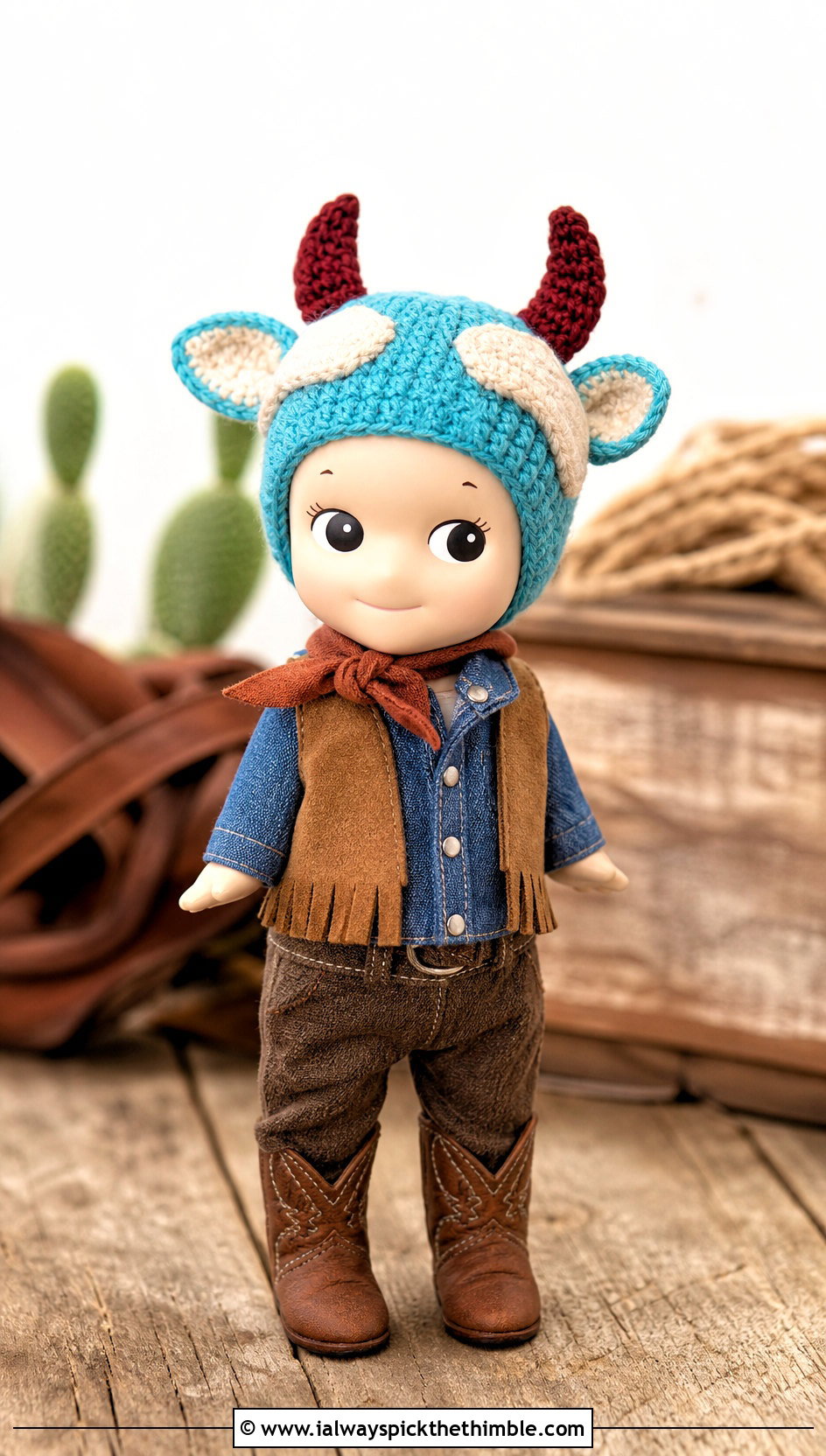 Cow Horn Bonnet Sonny Angel Crochet Hat With Western Outfit - 20 sonny angel crochet hat outfit ideas