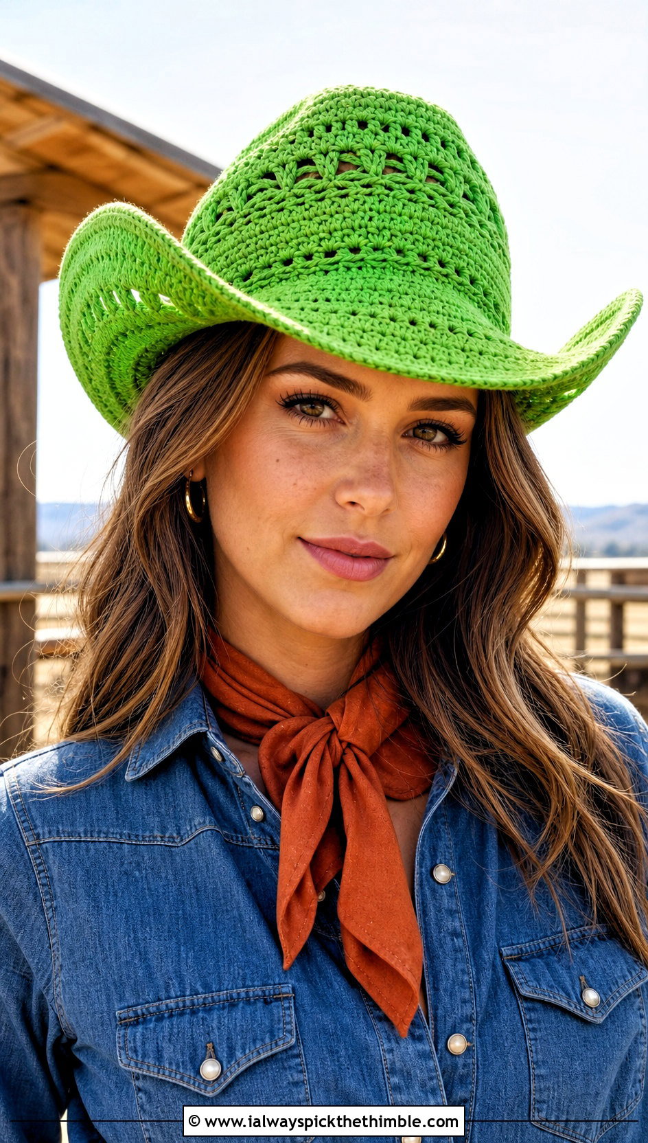 Cowboy Photo Prop Crochet Hat With Denim Shirt Dress - 15 Photo Prop Crochet Hat outfit ideas