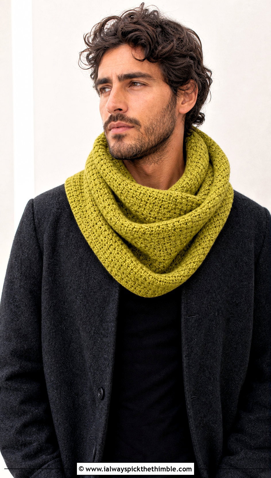 Cowl Crochet Scarf With Minimalist Outfit - 25 men crochet scarf outfit ideas