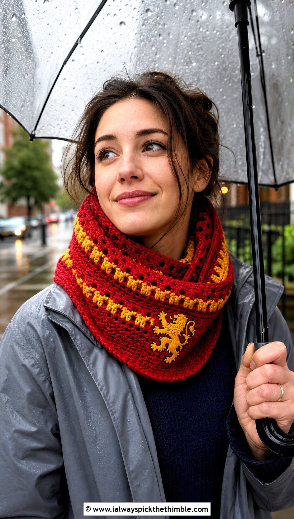 Cowl Gryffindor Crochet Scarf With Raincoat - 20 gryffindor crochet scarf outfit ideas