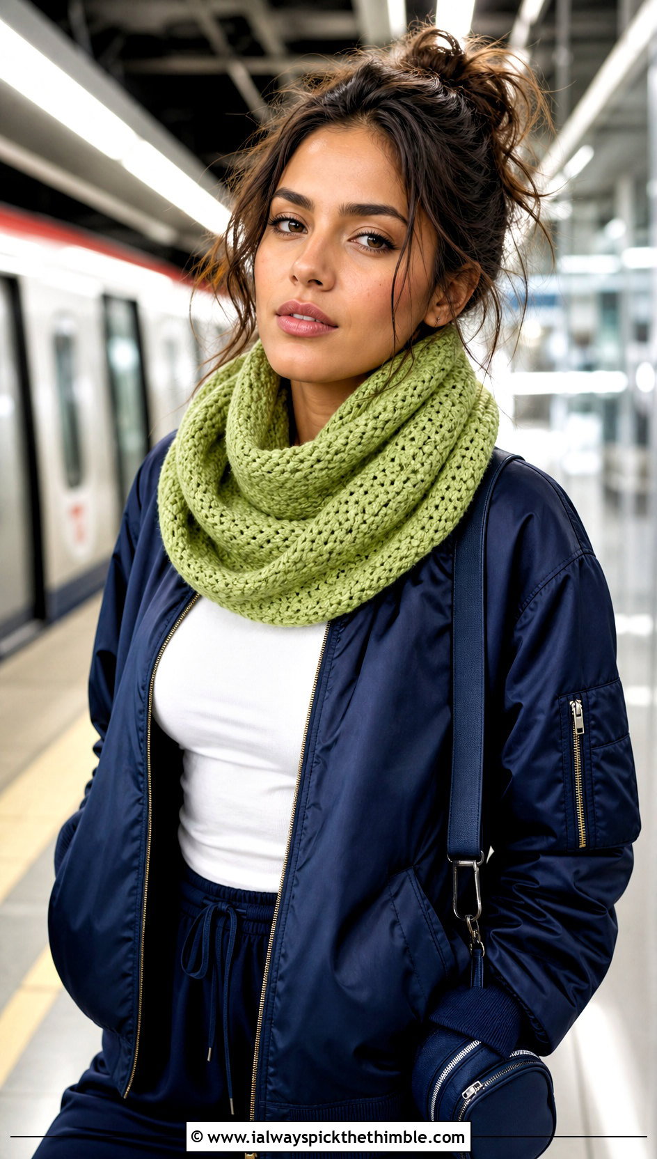 Cowl Hdc Crochet Scarf With Bomber Jacket - 20 Hdc Crochet Scarf outfit ideas