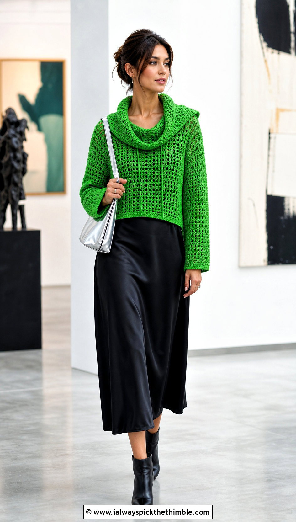 Cowl Neck Hooded Crochet Sweater With Slip Dress - 20 Hooded Crochet Sweater outfit ideas