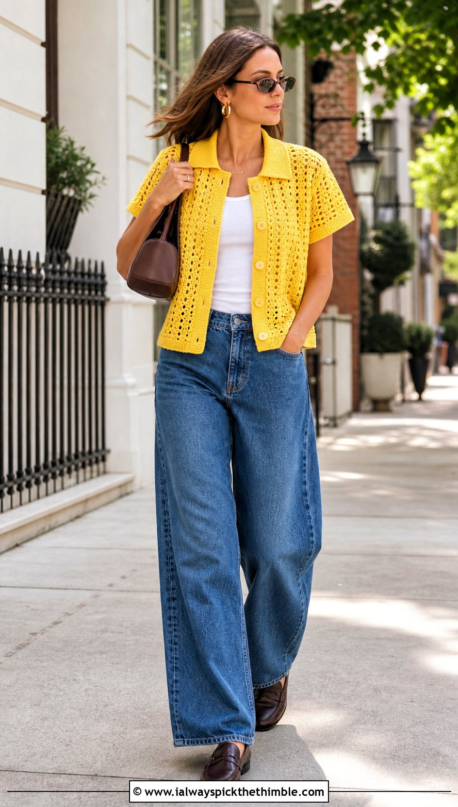 Cream Boxy Bode Crochet Shirt With Wide Leg Jeans - 20 Bode Crochet Shirt outfit ideas