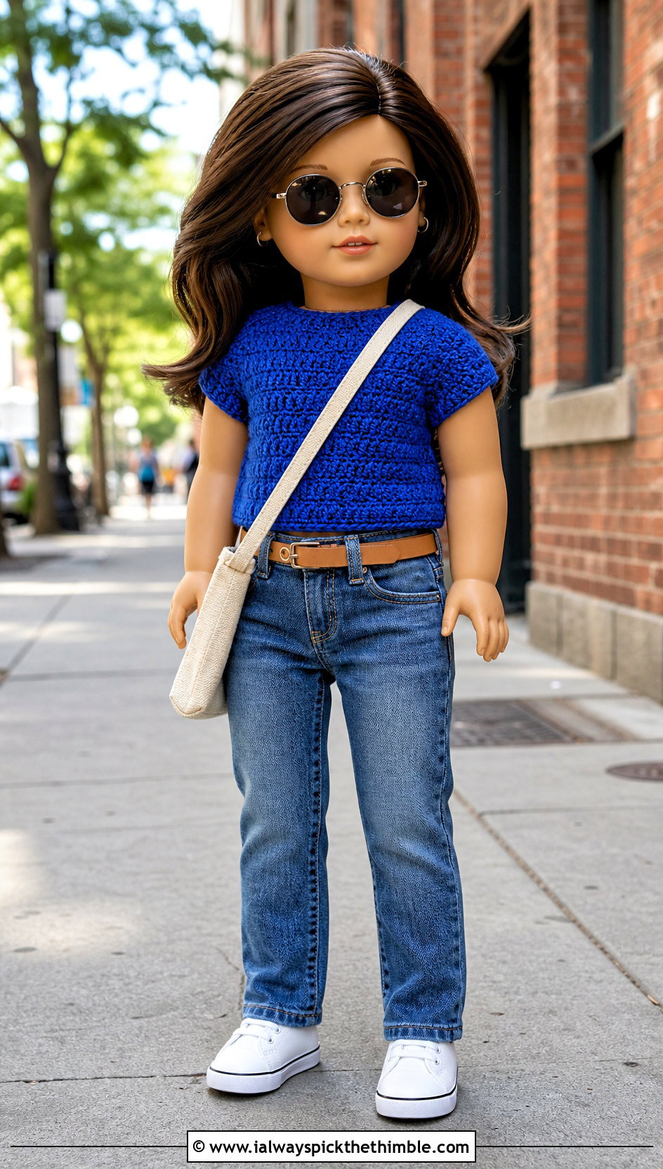 Crew Neck Crochet Doll Shirt With Straight Leg Jeans - 25 crochet doll shirt outfit ideas