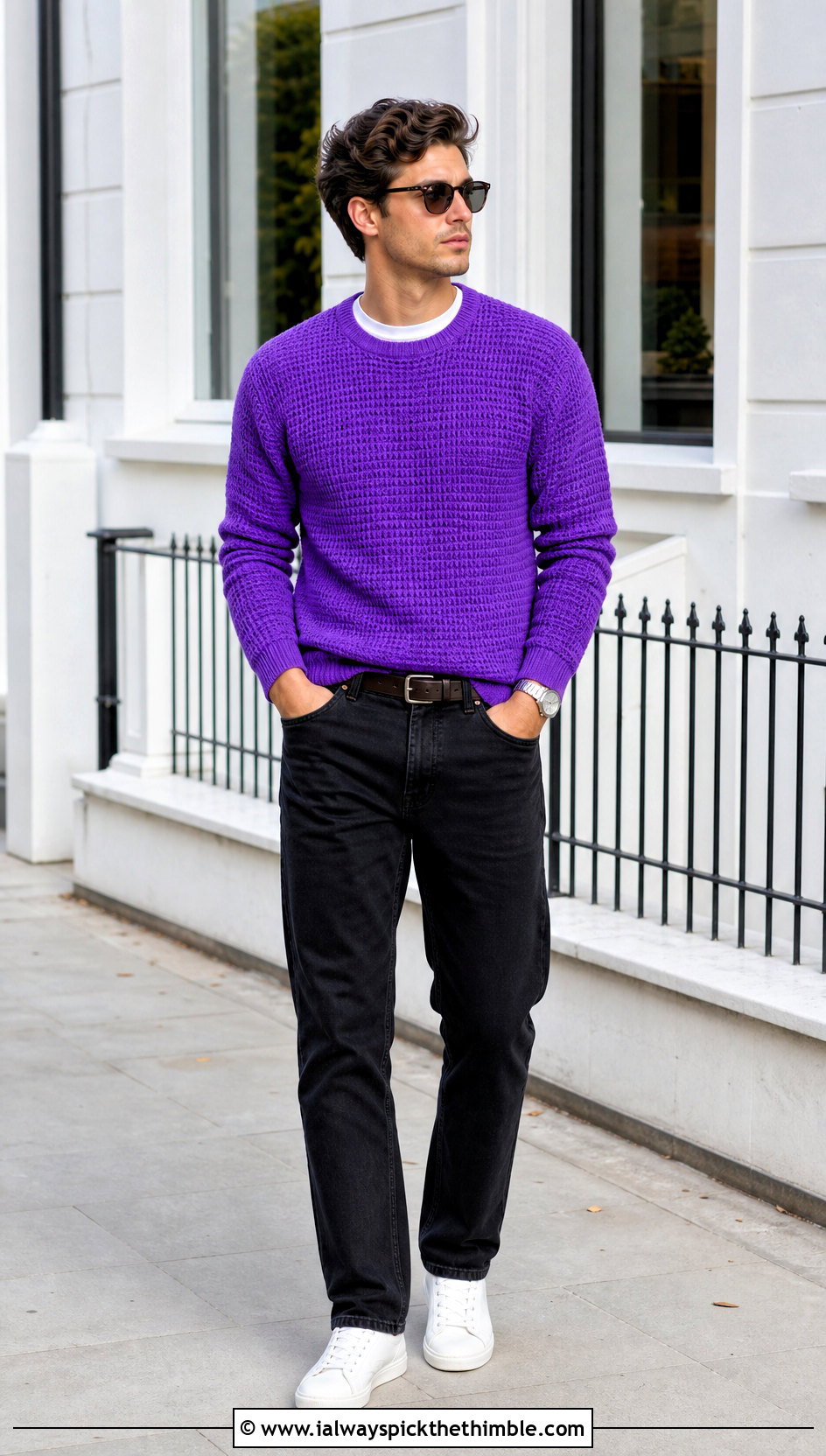 Crew Neck Crochet Sweater With Straight Leg Jeans - 20 man crochet sweater outfit ideas