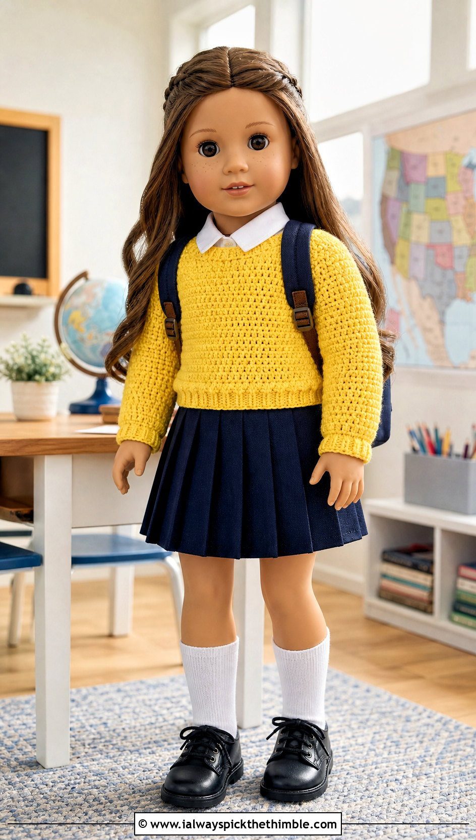 Crewneck Crochet Doll Sweater With Pleated Skirt - 20 Crochet Sweater For Dolls outfit ideas