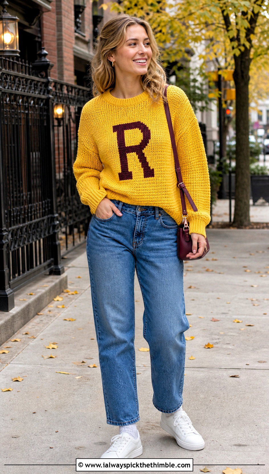 Crewneck Crochet Ron Weasley Sweater With Straight Leg Jeans - 20 Crochet Ron Weasley Sweater outfit ideas