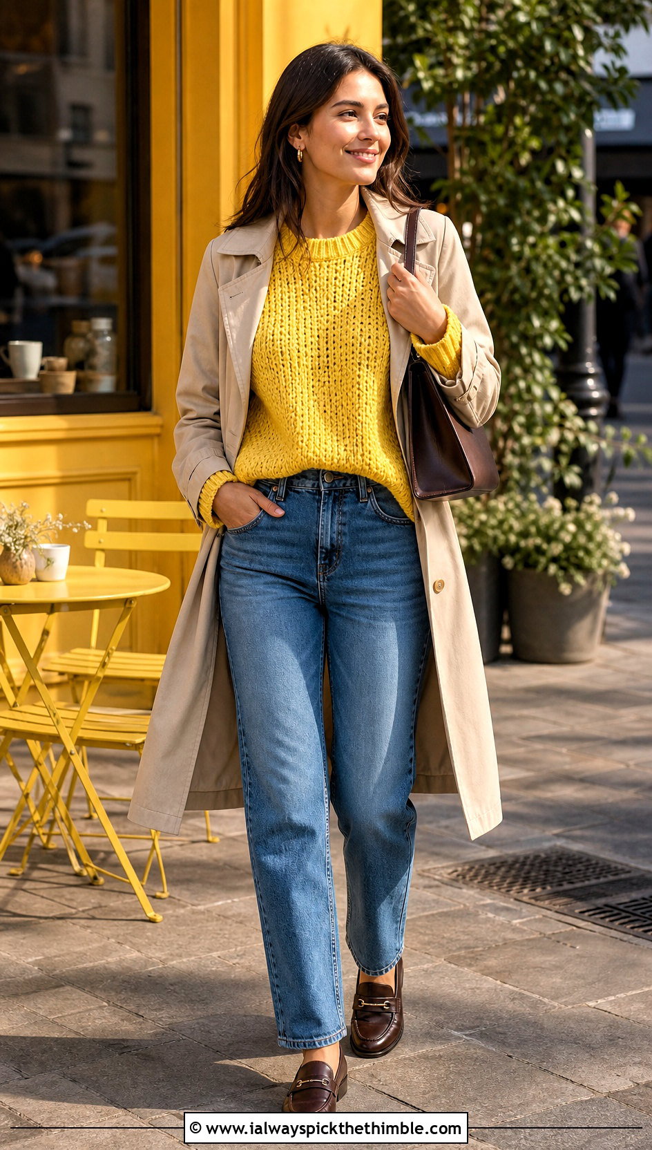 Crewneck Crochet Sweater With Straight Leg Jeans - 20 Fire Crochet Sweater outfit ideas