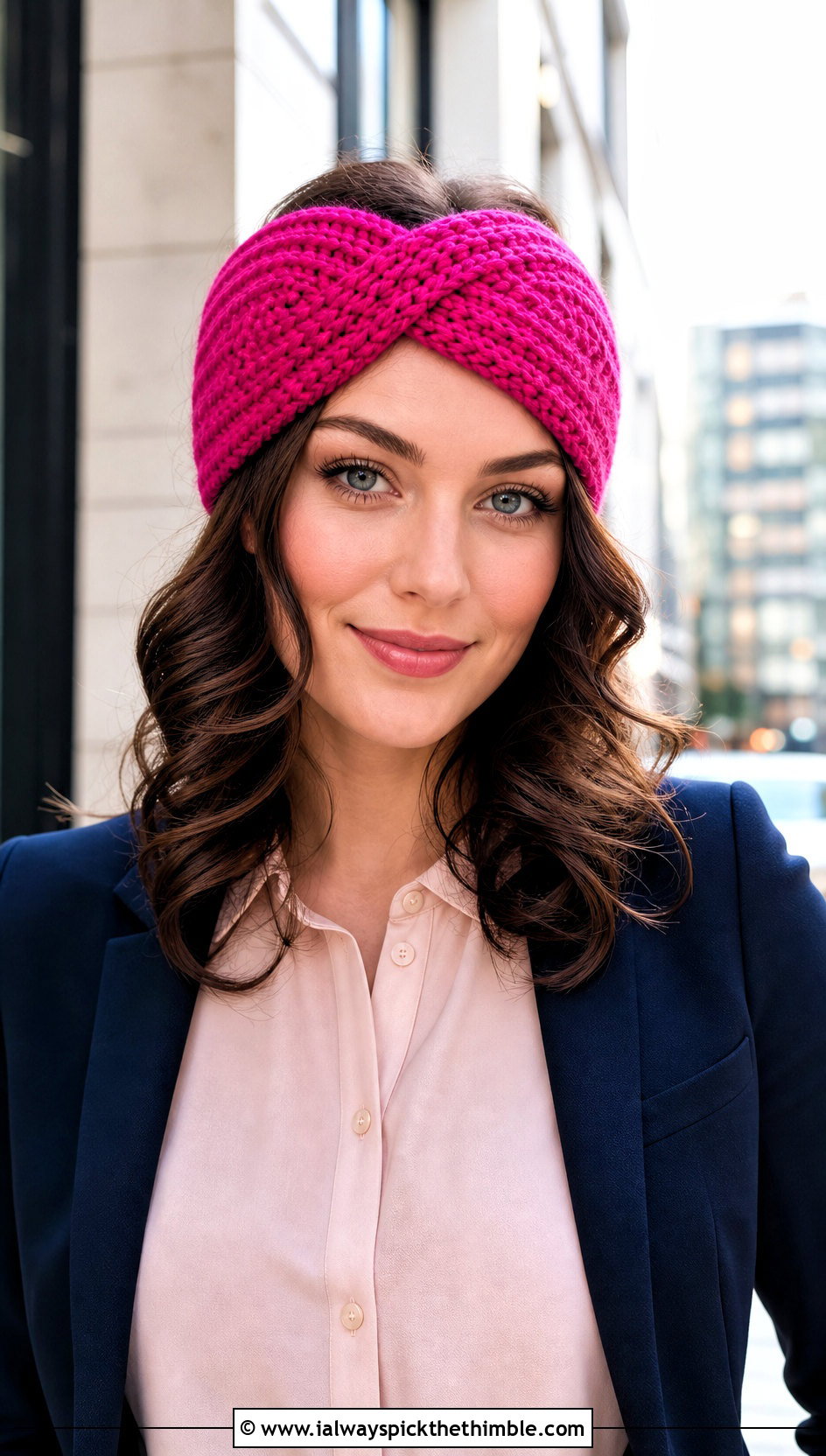 Criss Cross Crochet Twist Headband With Blouse And Jeans - 20 crochet twist headband outfit ideas