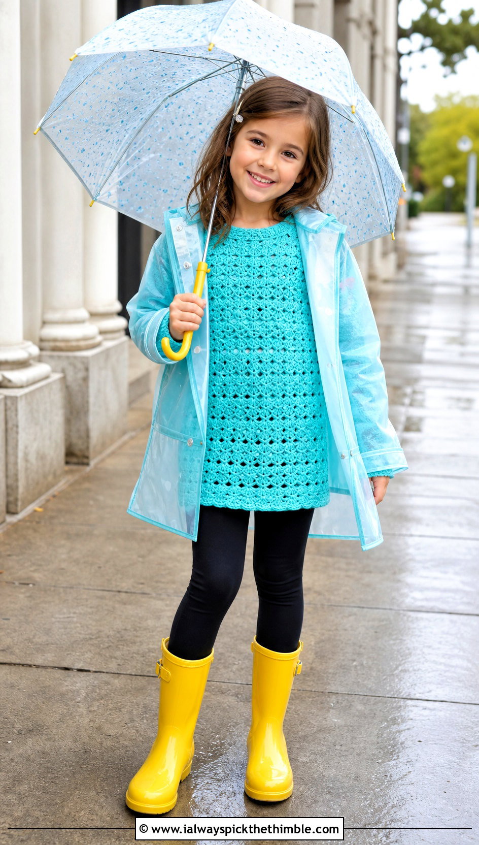 Crochet 5T Tunic Sweater With Leggings And Rain Boots - 15 crochet 5t sweater outfit ideas