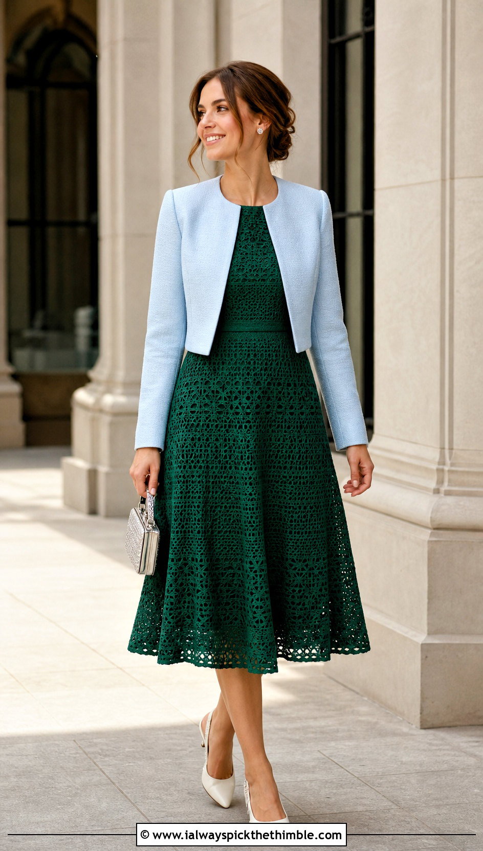 Crochet A Line Dress With Cropped Jacket - 25 Formal Crochet Dress outfit ideas