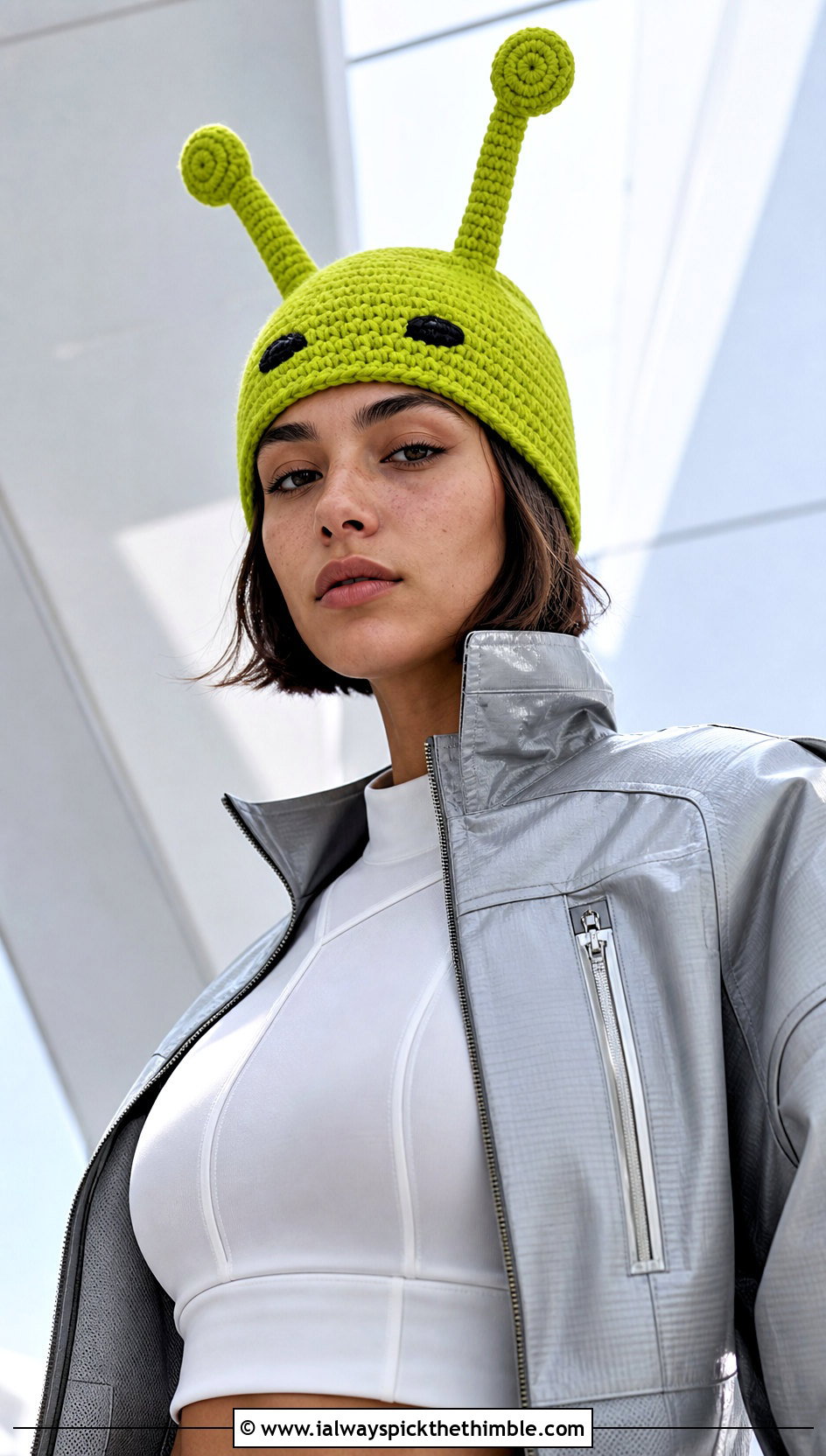 Crochet Alien Antenna Beanie With Futuristic Outfit - 25 crochet character hats outfit ideas