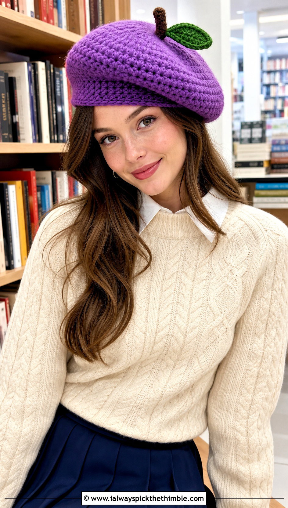 Crochet Apple Beret With Pleated Skirt - 25 crochet apple hat outfit ideas