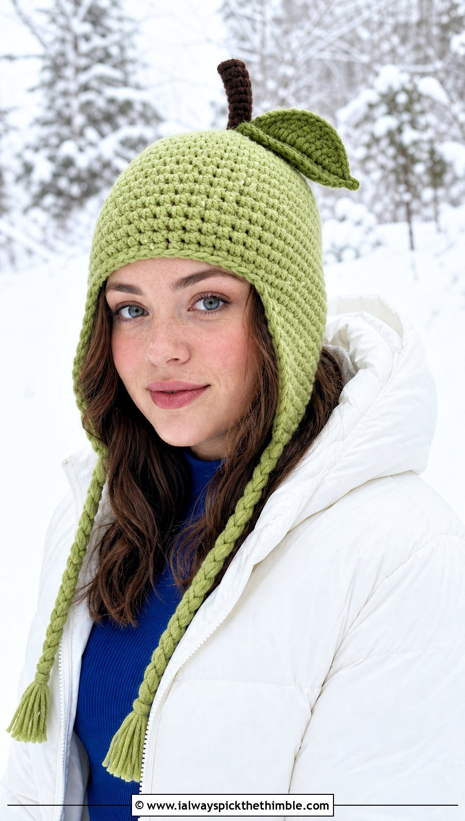 Crochet Apple Earflap Hat With Puffer Jacket - 25 crochet apple hat outfit ideas