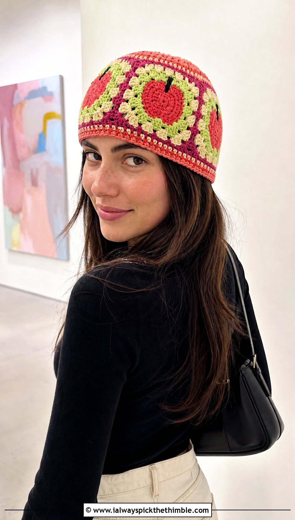 Crochet Apple Granny Square Hat With Minimalist Basics - 25 crochet apple hat outfit ideas