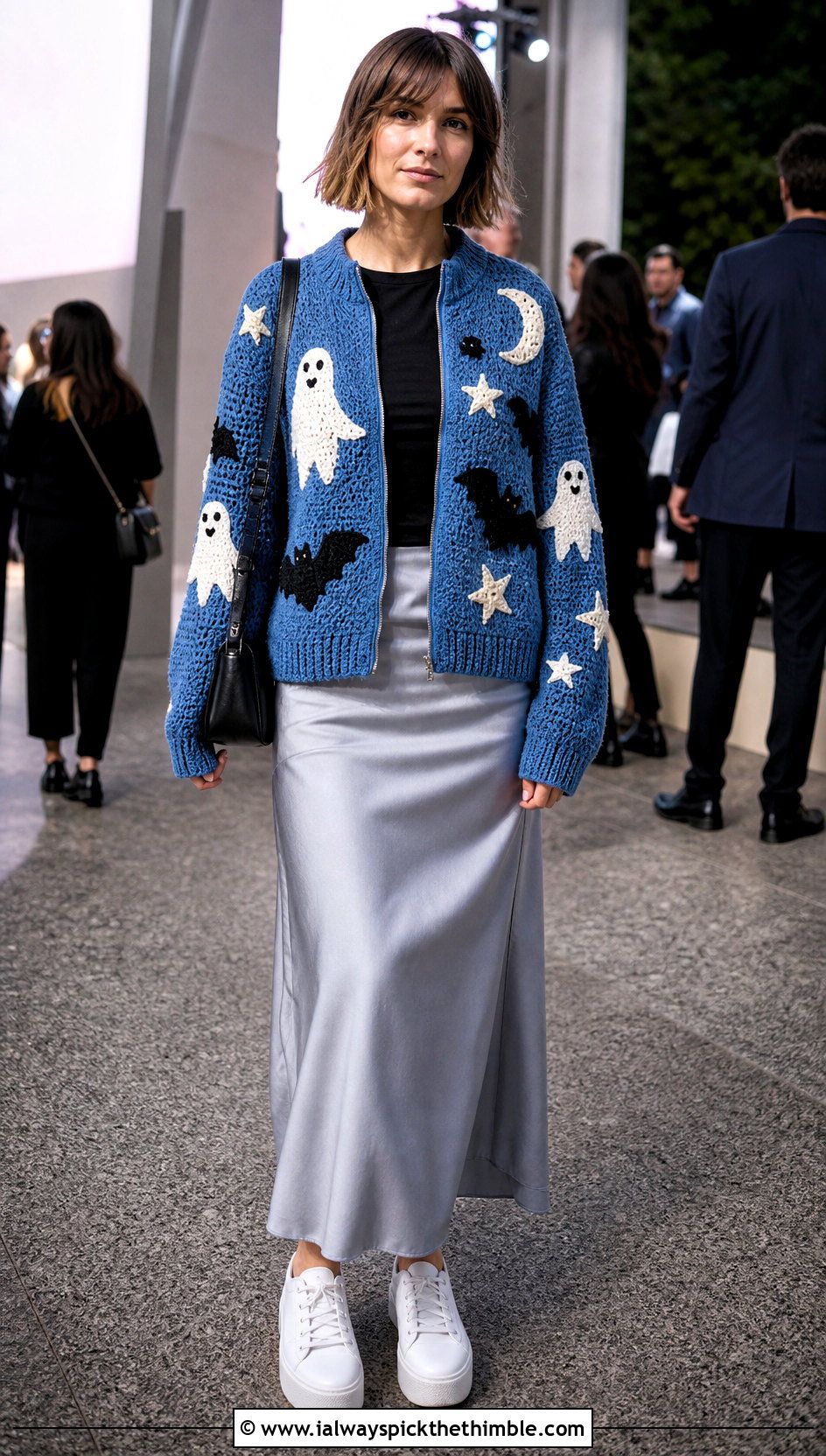 Crochet Applique Bomber Jacket With Slip Skirt - 25 halloween crochet clothes and outfit ideas