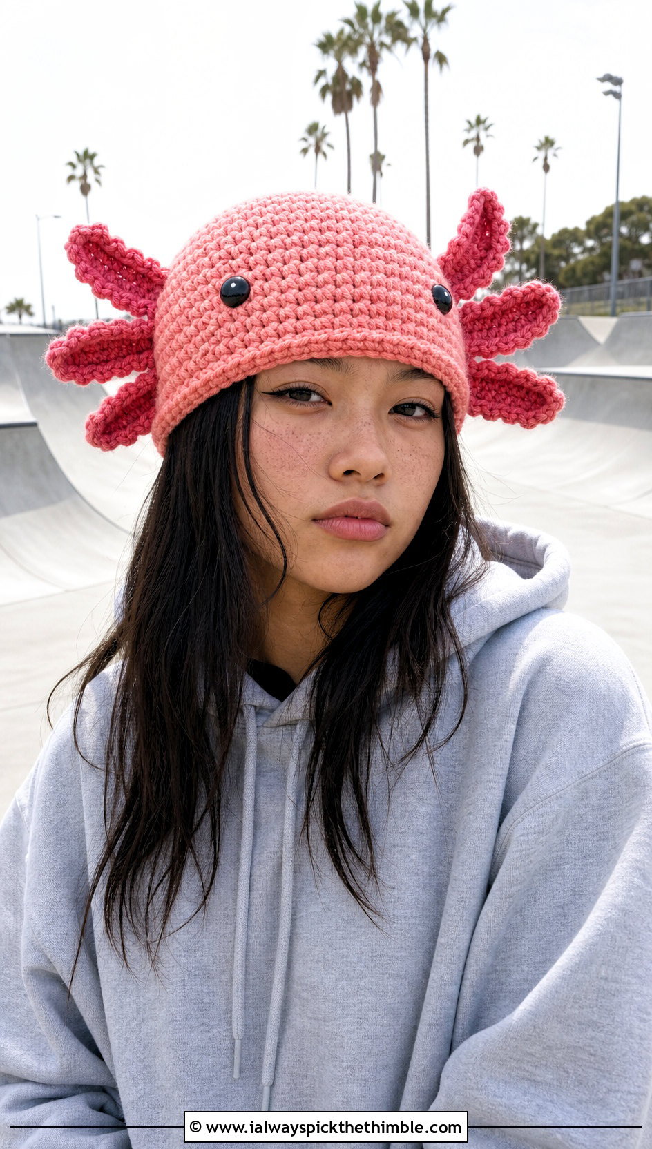 Crochet Axolotl Gill Hat With Pastel Skater Outfit - 25 crochet character hats outfit ideas