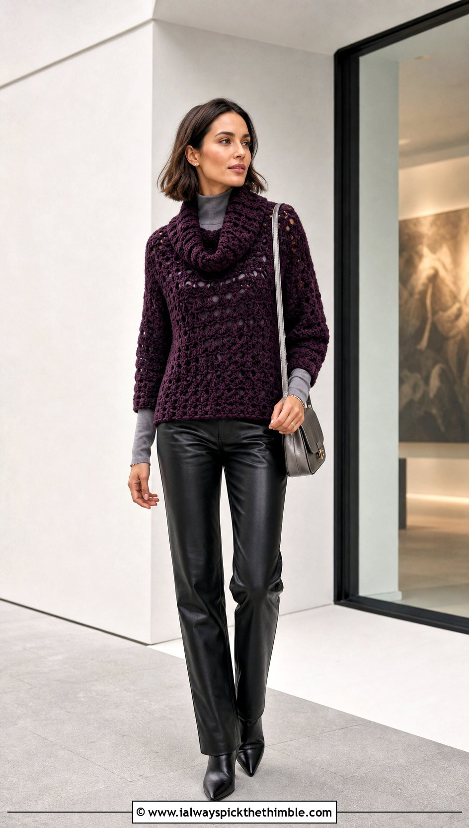 Crochet Azel Pullover With Leather Pants - 15 Crochet Azel Pullover outfit ideas