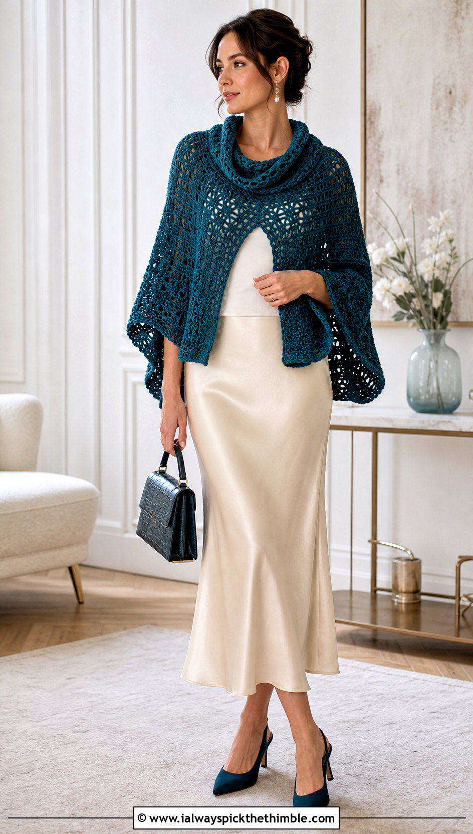 Crochet Azel Pullover With Satin Slip Skirt - 15 Crochet Azel Pullover outfit ideas