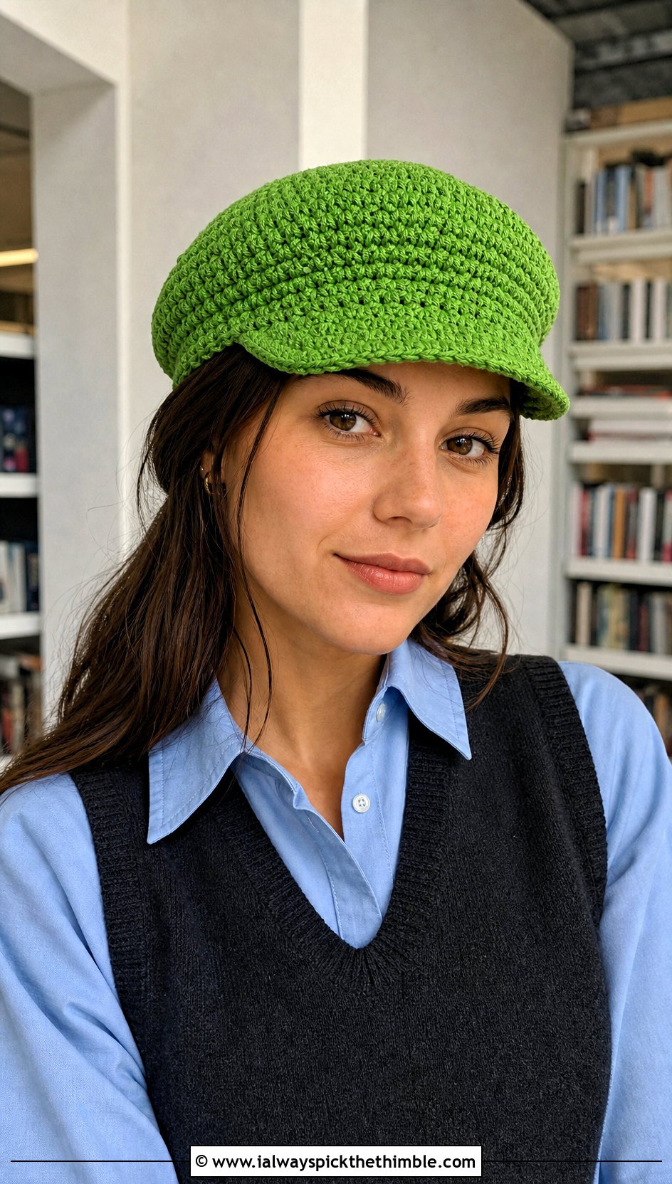 Crochet Baker Boy Cap With Sweater Vest - 20 Quick Crochet Hats outfit ideas